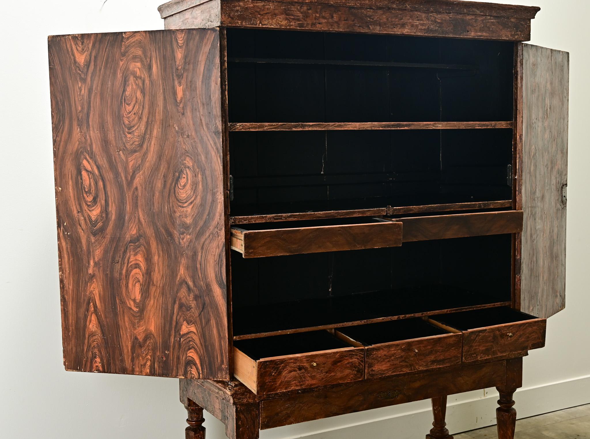 Swedish Gustavian 17th Century Faux Bois Cabinet For Sale 8