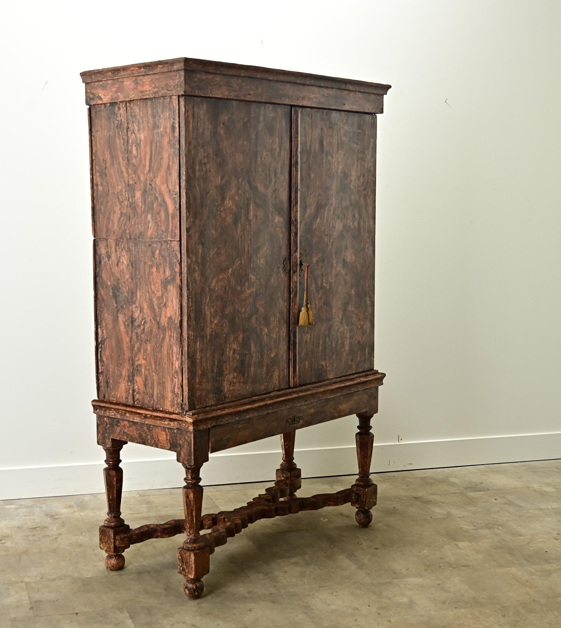 Swedish Gustavian 17th Century Faux Bois Cabinet For Sale 9