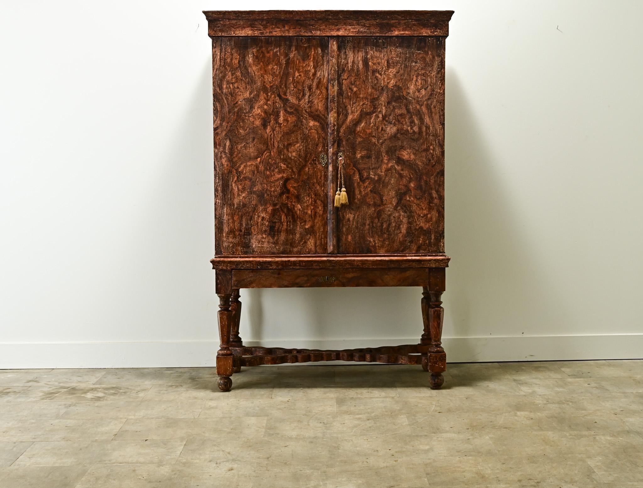 Swedish Gustavian 17th Century Faux Bois Cabinet In Good Condition For Sale In Baton Rouge, LA