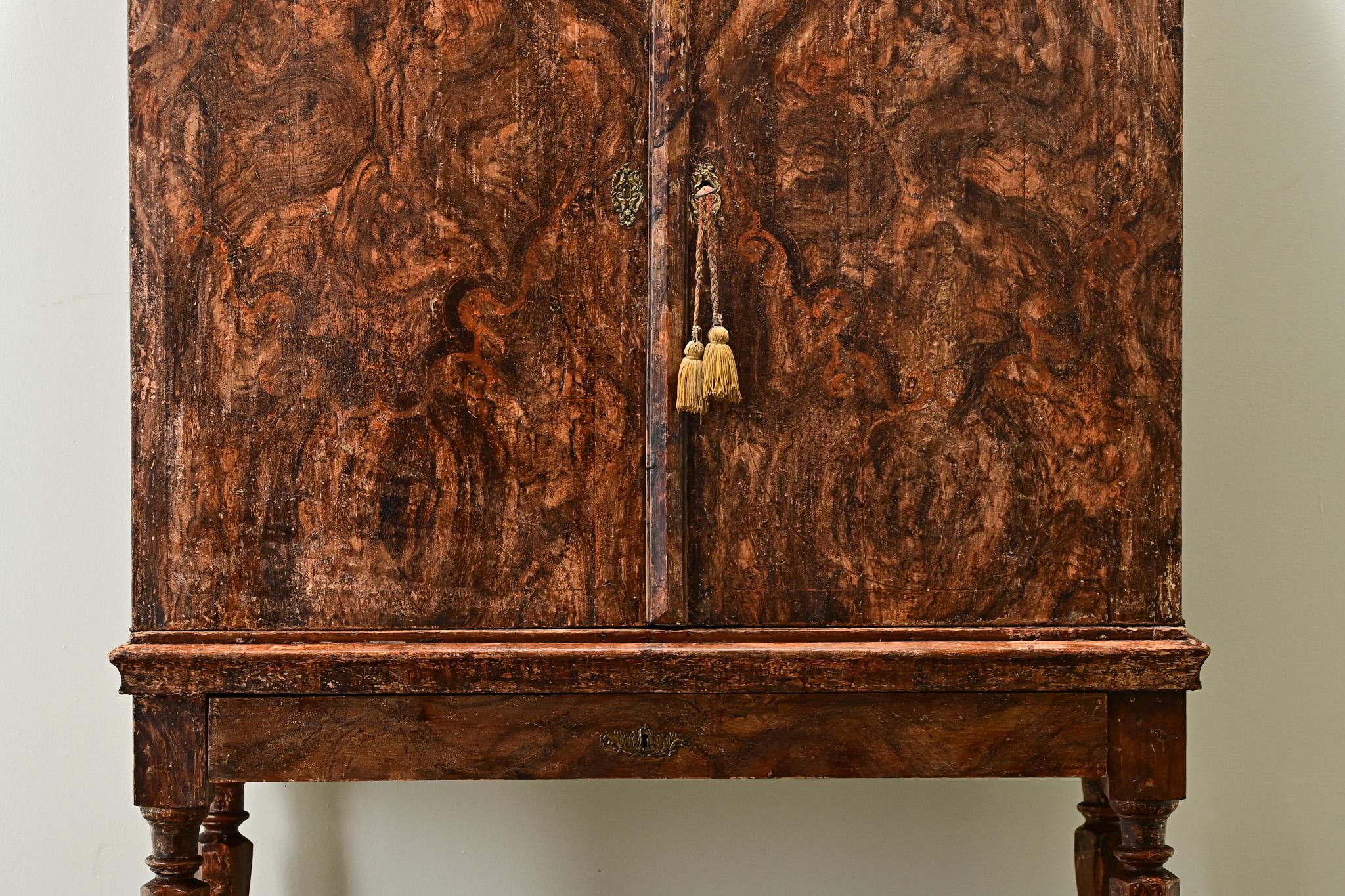 Swedish Gustavian 17th Century Faux Bois Cabinet For Sale 1