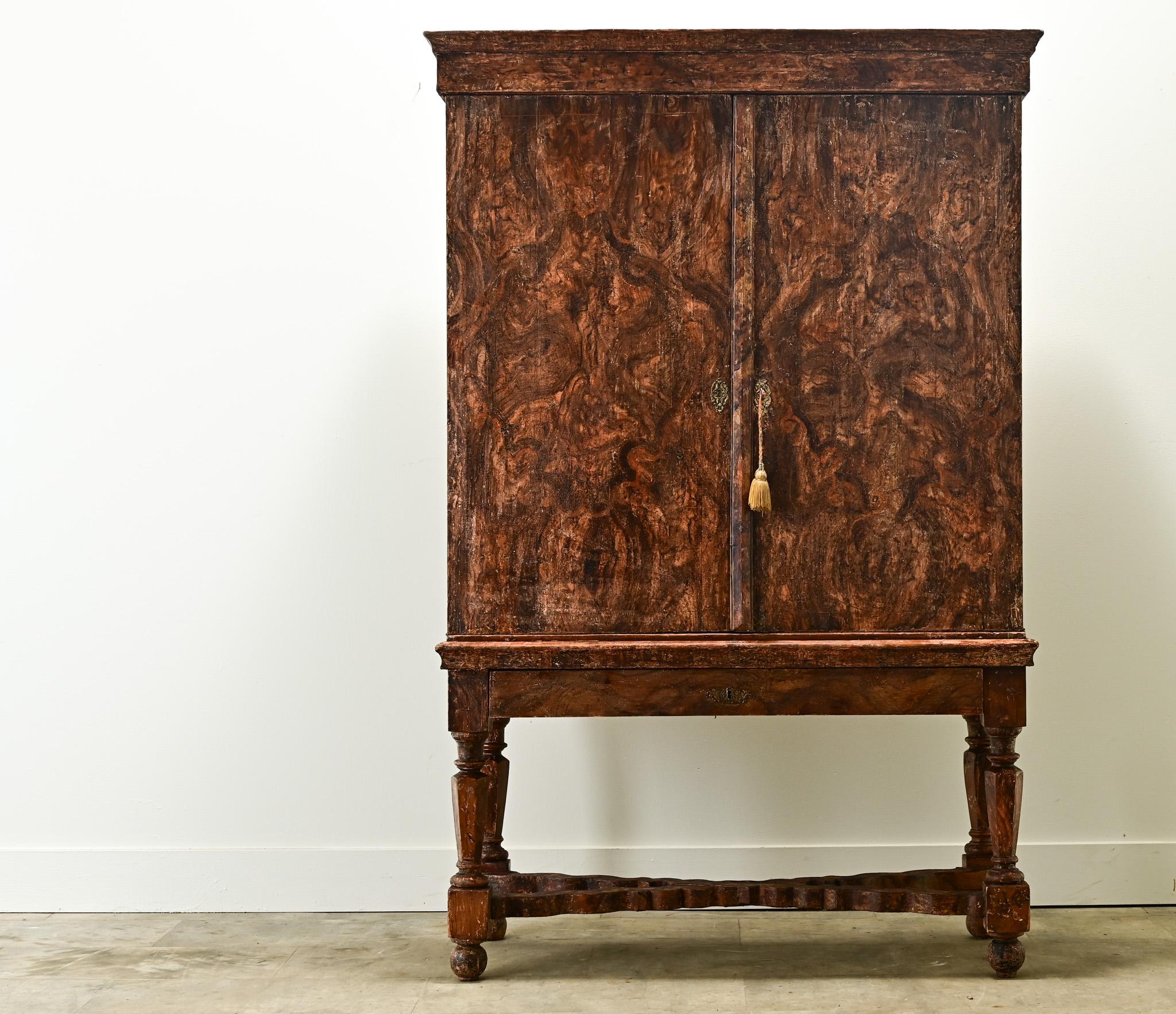 Swedish Gustavian 17th Century Faux Bois Cabinet For Sale 2