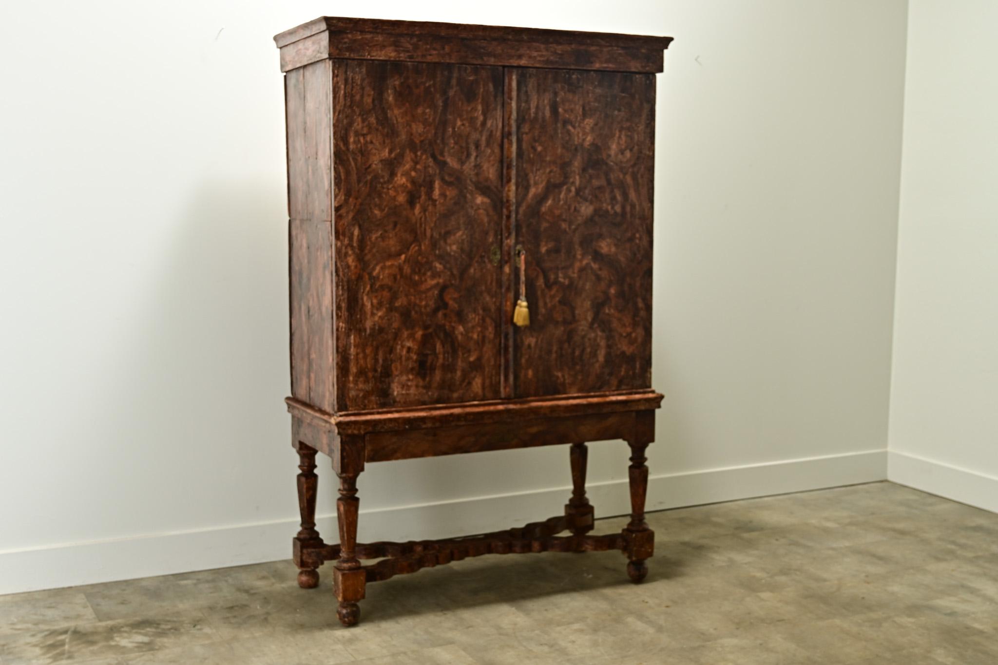 Swedish Gustavian 17th Century Faux Bois Cabinet For Sale 4