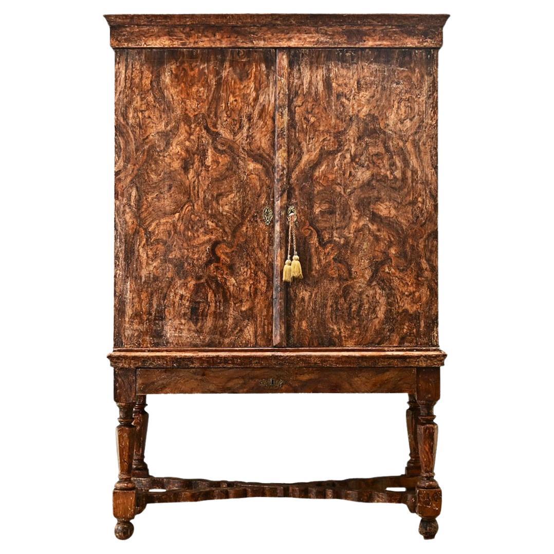 Swedish Gustavian 17th Century Faux Bois Cabinet For Sale