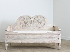 Swedish Gustavian 18th Century Painted Pine Settee with Storage