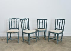 Swedish Gustavian 18th Century Set of Four Painted Side Chairs