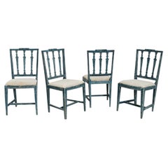 Swedish Gustavian 18th Century Set of Four Painted Side Chairs