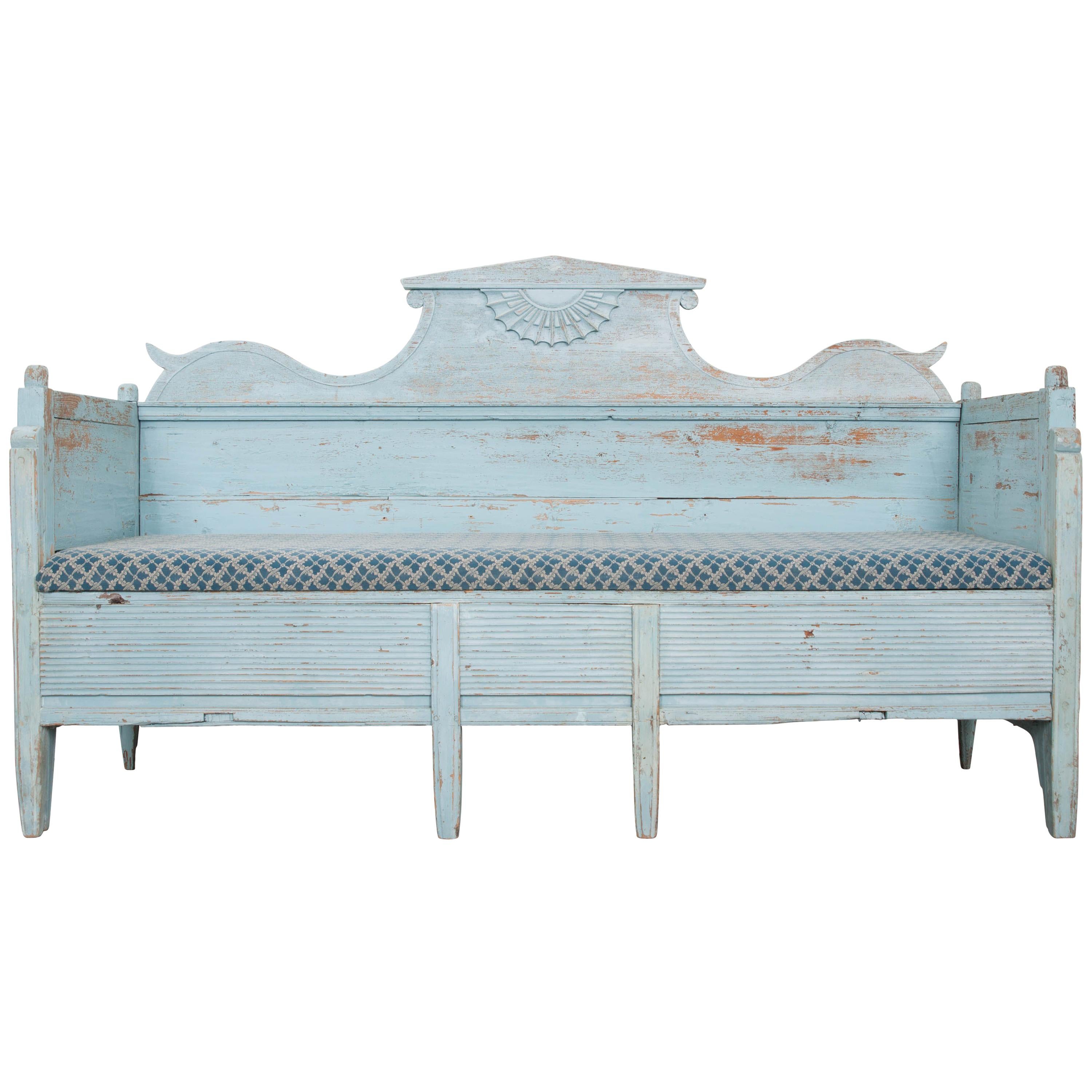 Swedish Gustavian 19th Century Blue Painted Sofa