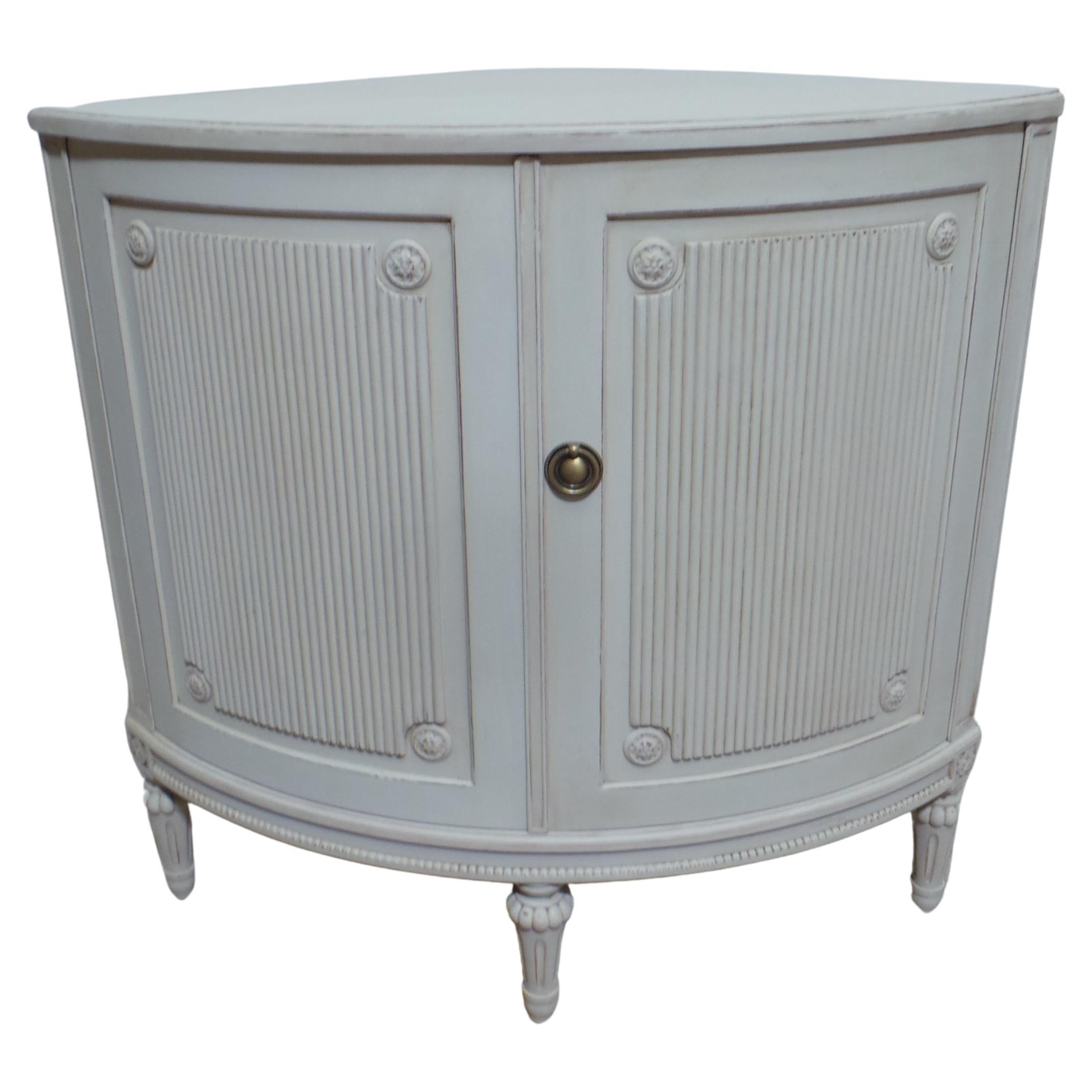 Swedish Gustavian 2 Door Corner Cabinet
