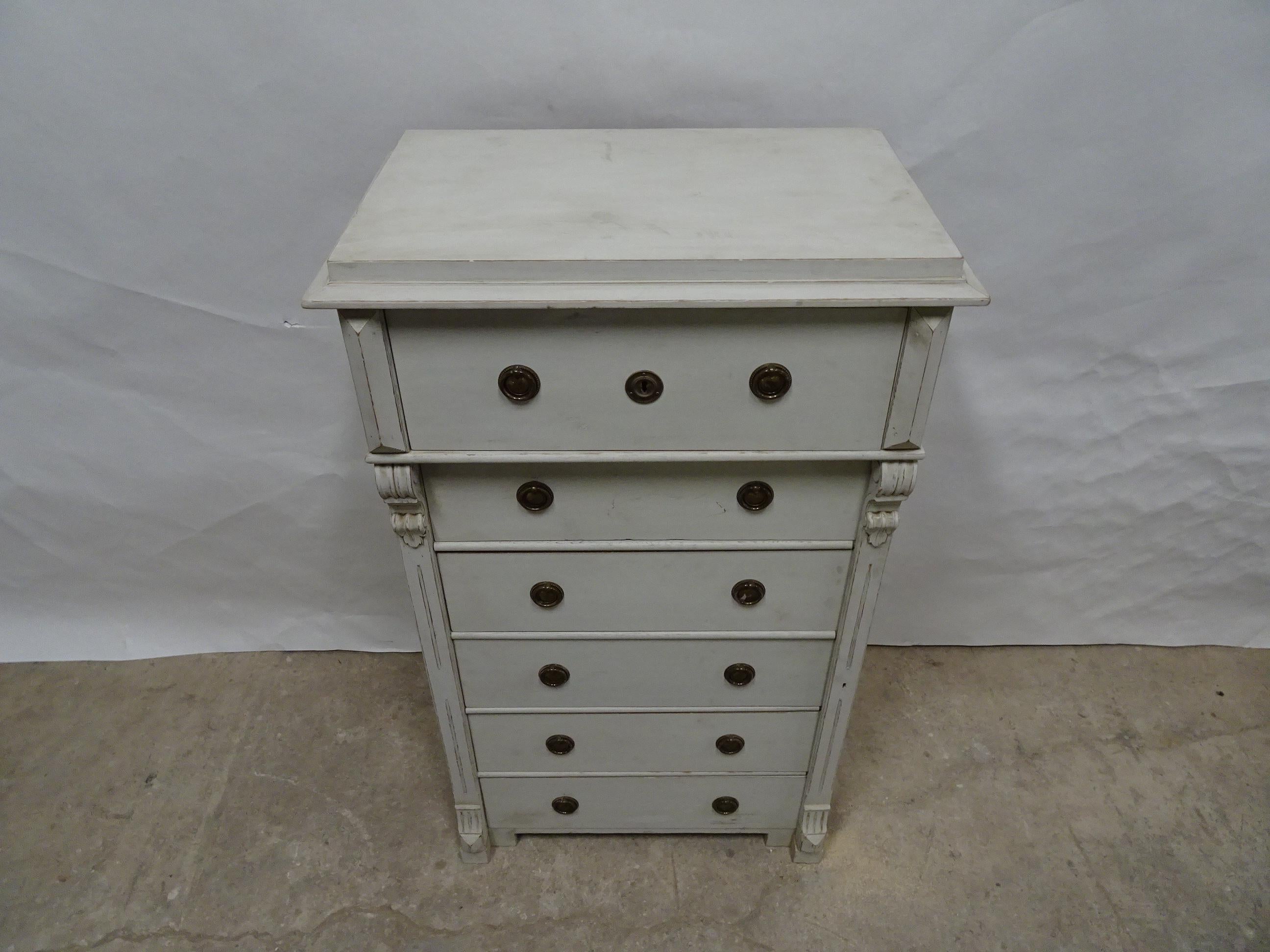 This is a Swedish Gustavian 6-drawer chest. Its been restored and repainted with milk paints 