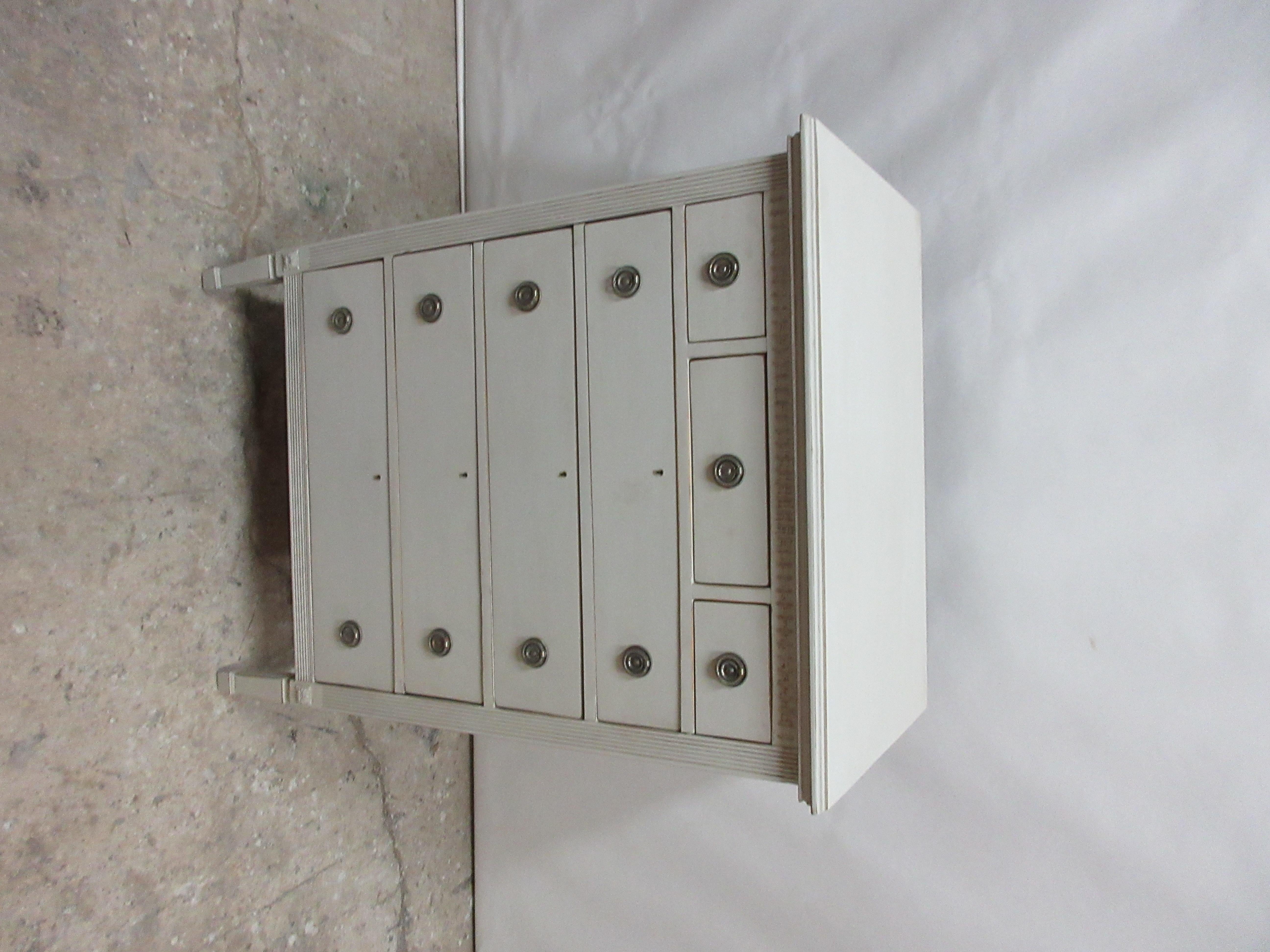 This is a Swedish Gustavian 7 drawer chest of drawers, it's been restored and repainted with Milk Paints 