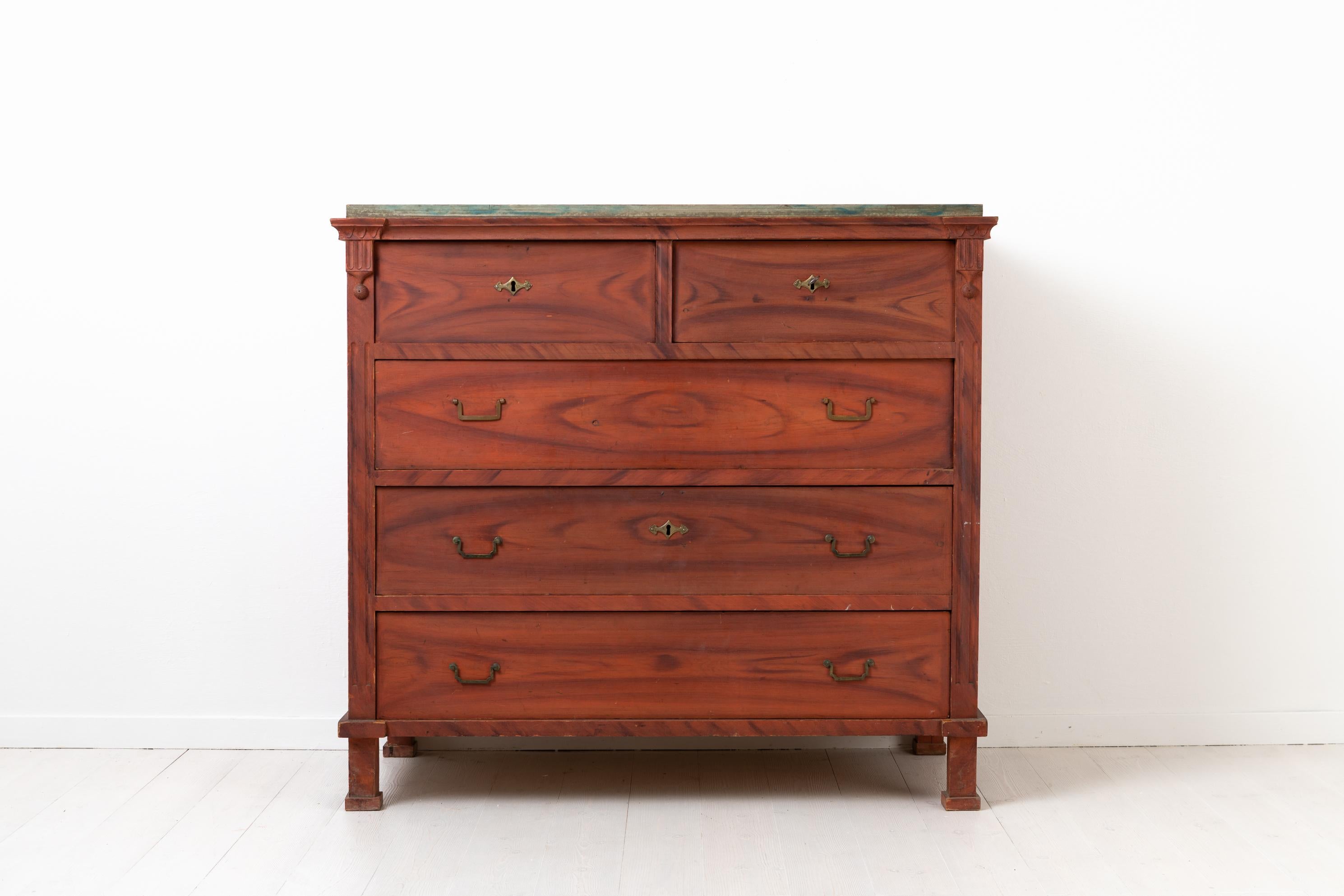 Hand-Crafted Swedish Gustavian and Empire Chest of Drawers For Sale