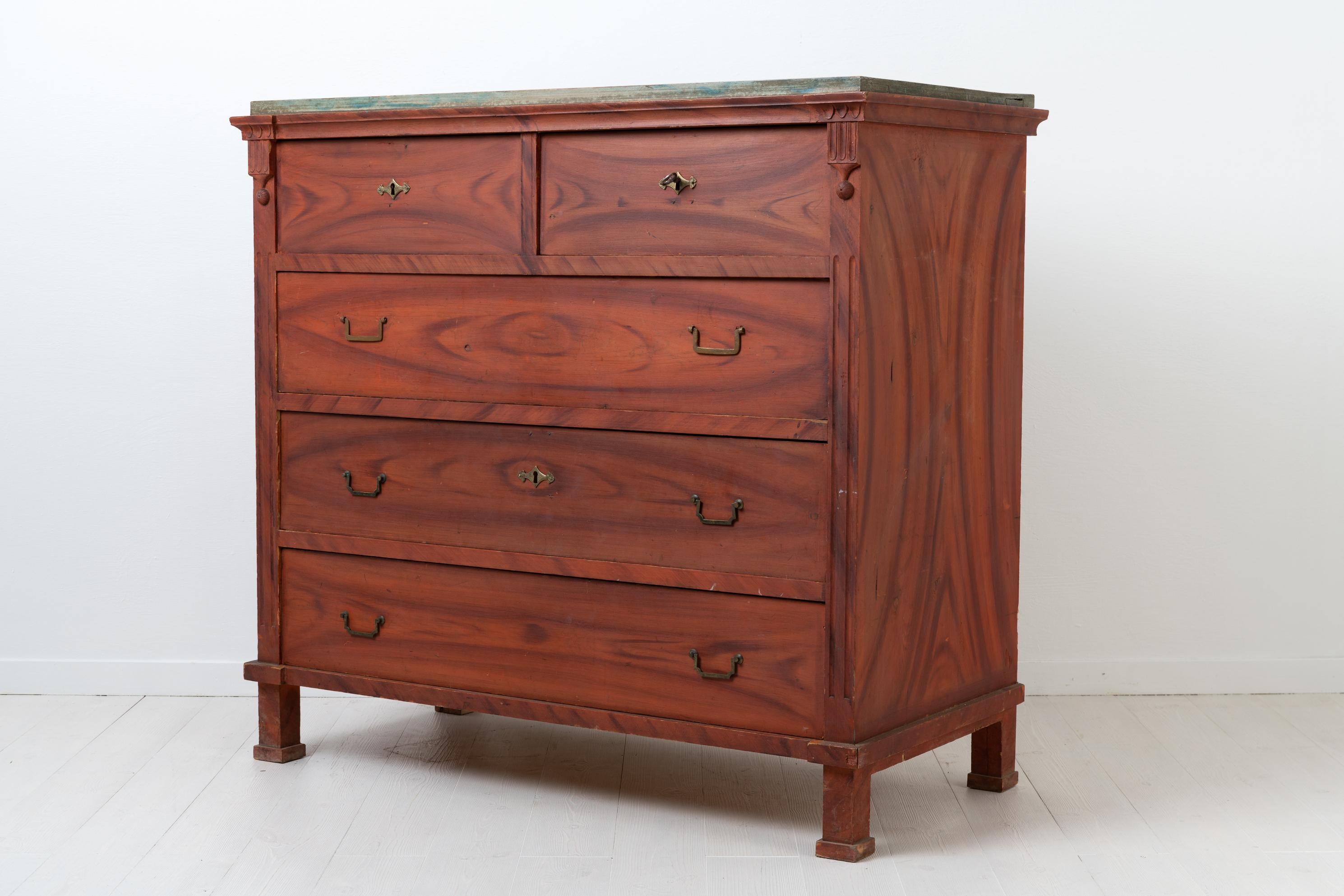 Swedish Gustavian and Empire Chest of Drawers In Good Condition For Sale In Kramfors, SE