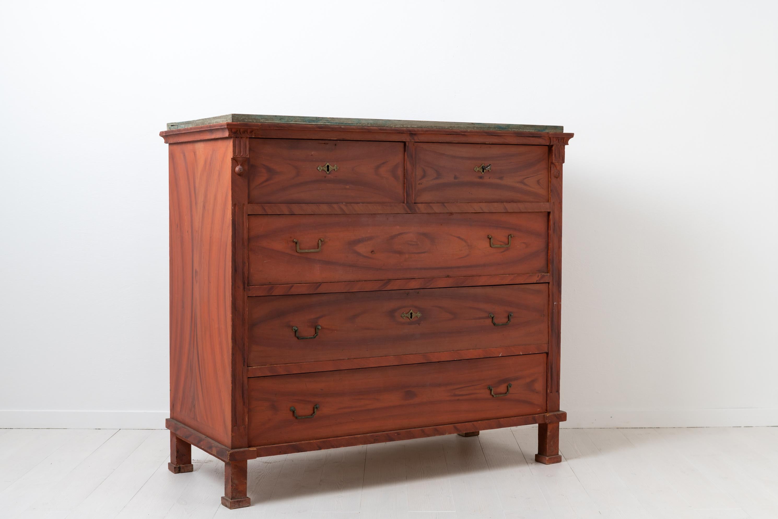 Pine Swedish Gustavian and Empire Chest of Drawers For Sale