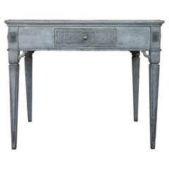 Swedish Gustavian Antique Table Desk Grey White Mid 1800s