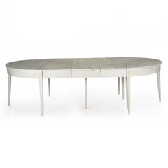 Swedish Gustavian Antique White Painted Dining Table