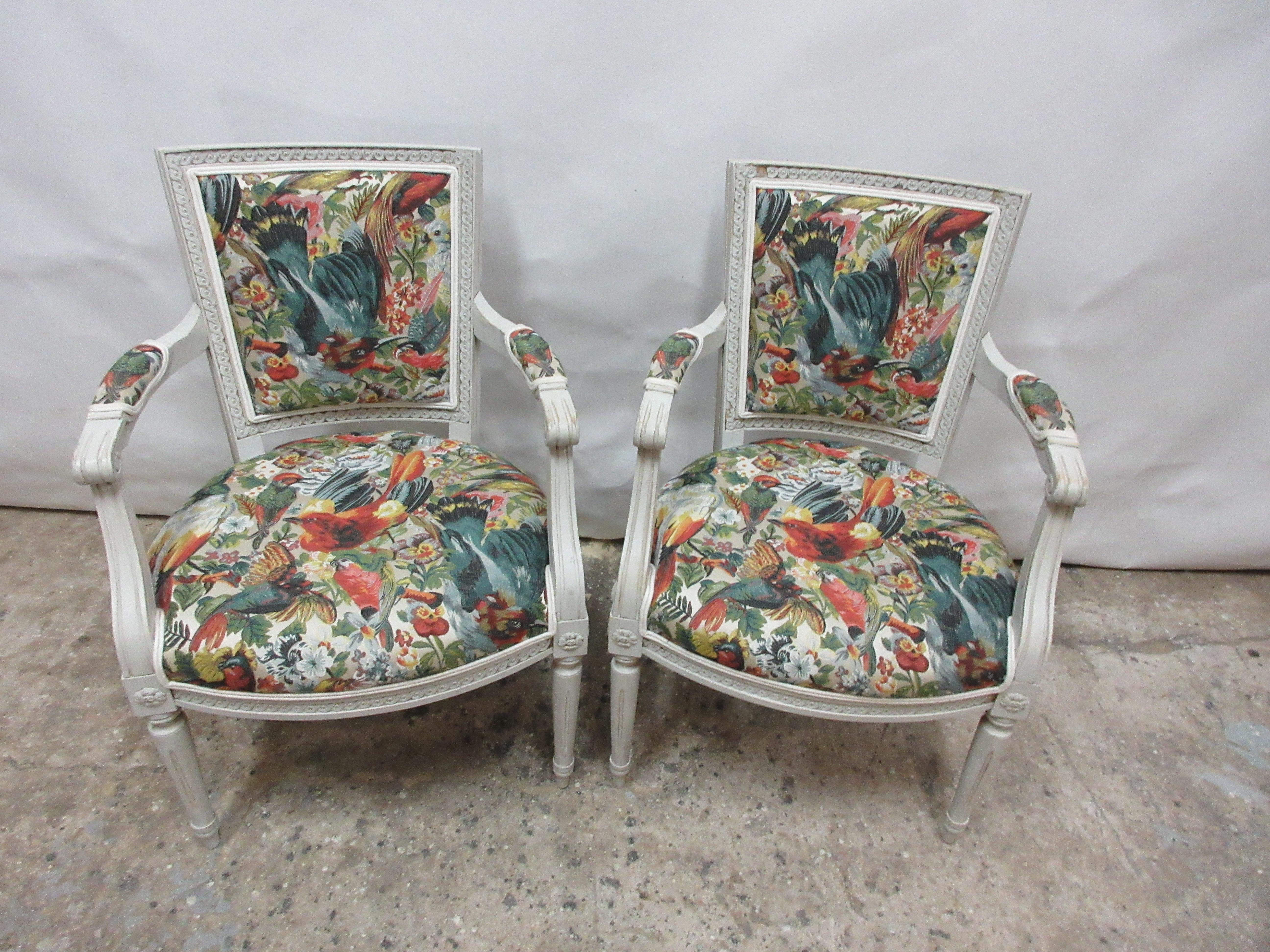 This is a set of 2 Swedish Gustavian armchairs when restored they where repainted in milk paints 