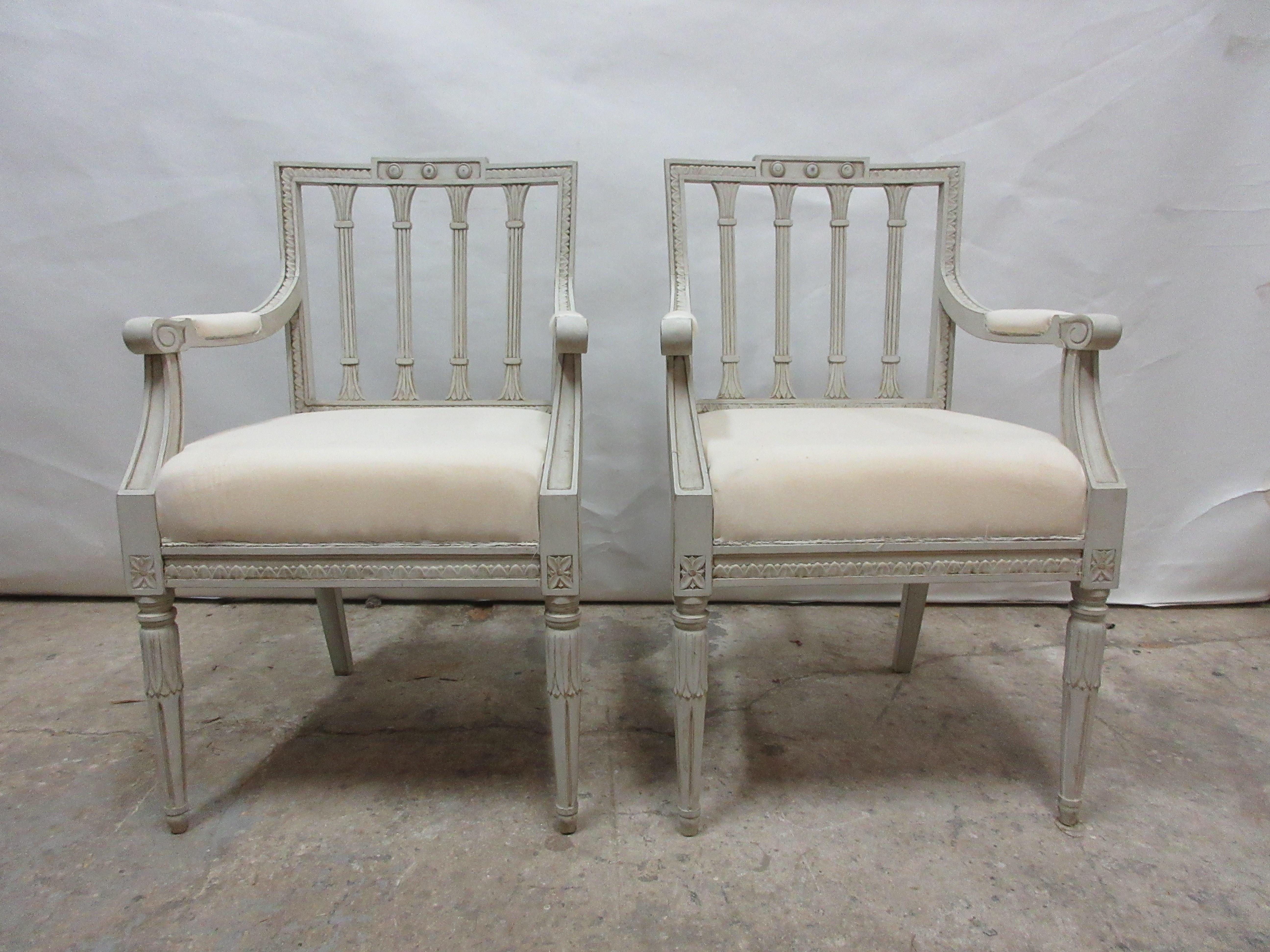 Swedish Gustavian Armchairs In Good Condition In Hollywood, FL