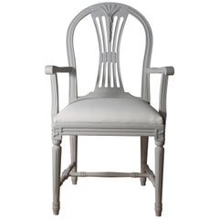 Swedish Gustavian Armchair, Light Grey