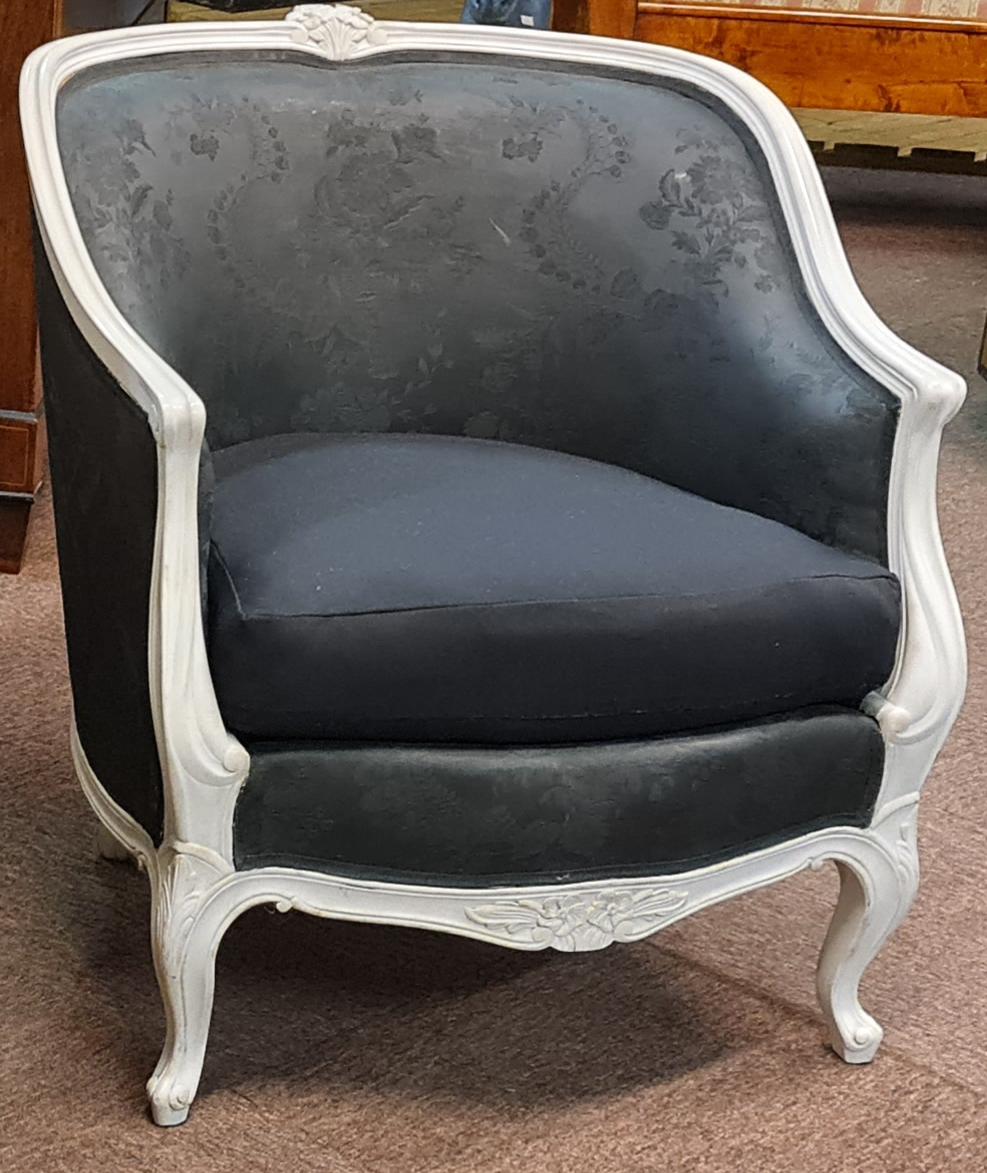 This is a Classic pair of original Swedish Gustavian early 1900s armchairs in probable later paint with bentwood arms, unusual delicately fluted feet and extra wide seats with carved detailing -early 20th century.

The extra deep fully sprung