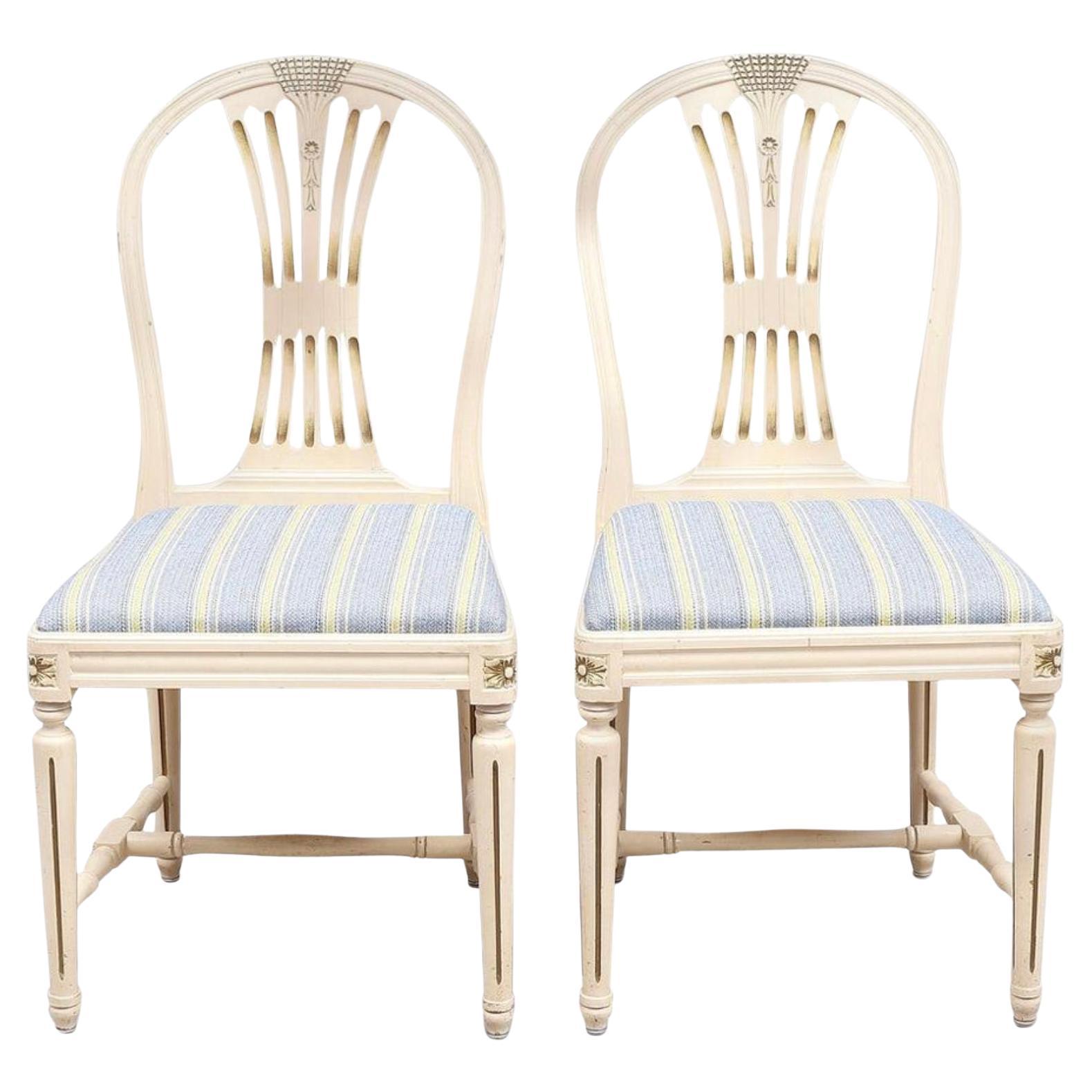 Swedish Gustavian Axet Dining Chairs Grey Green Set of 4, 20th Century