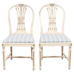 Swedish Gustavian Axet Dining Chairs Grey Green Set of 4, 20th Century
