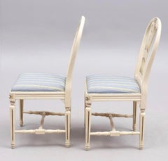Swedish Gustavian Axet Dining Chairs Grey white Set of 11, 20th Century