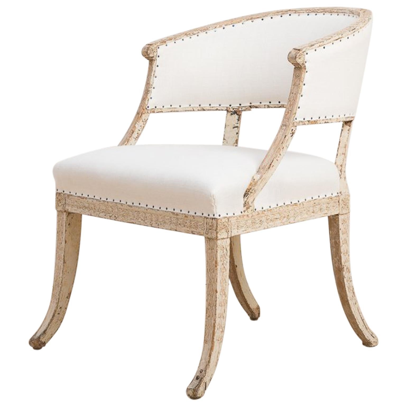 Swedish Gustavian Barrel Back Armchair from the Late 18th Century