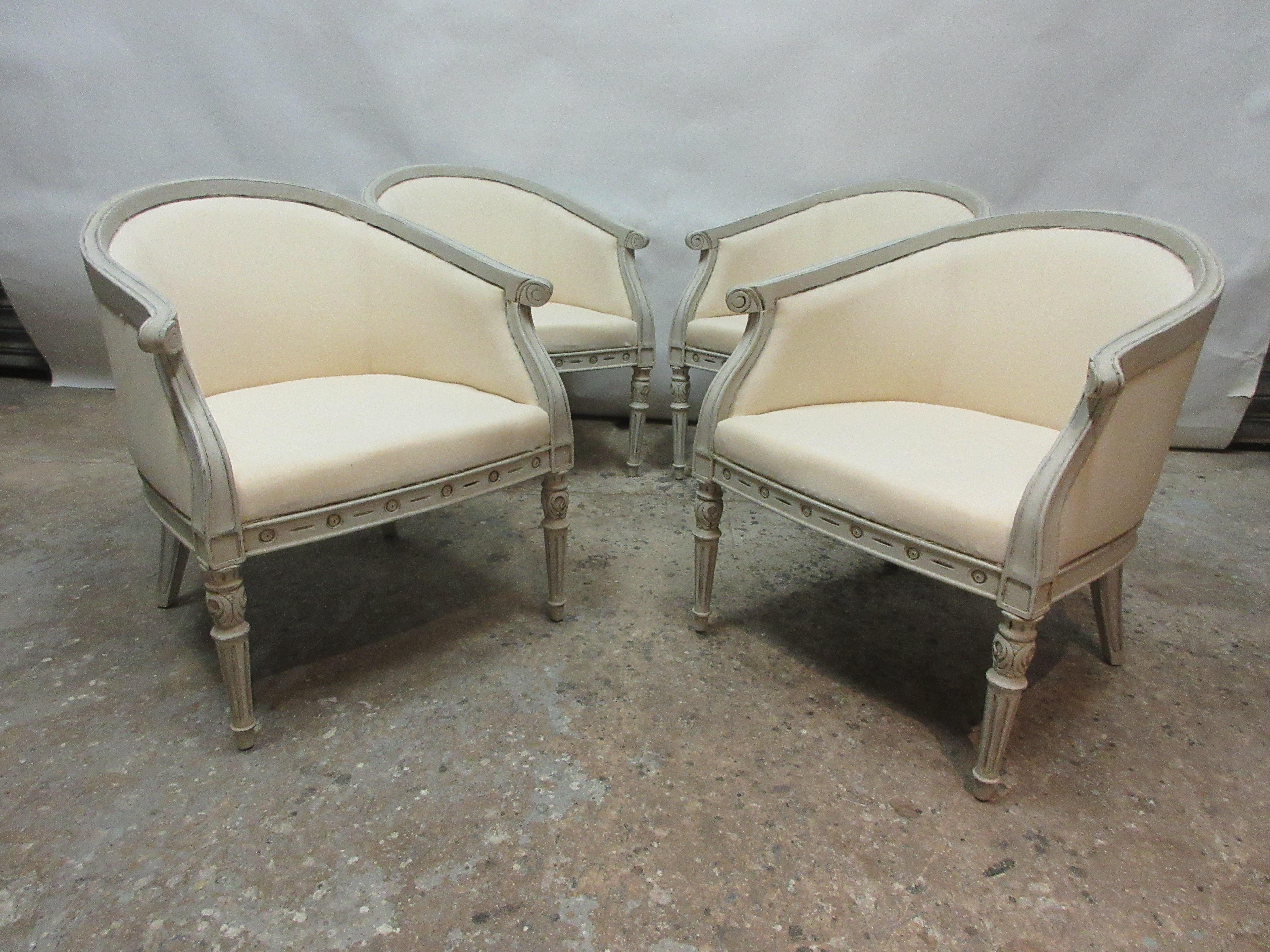 Adam Style Swedish Gustavian Barrel Chairs 4