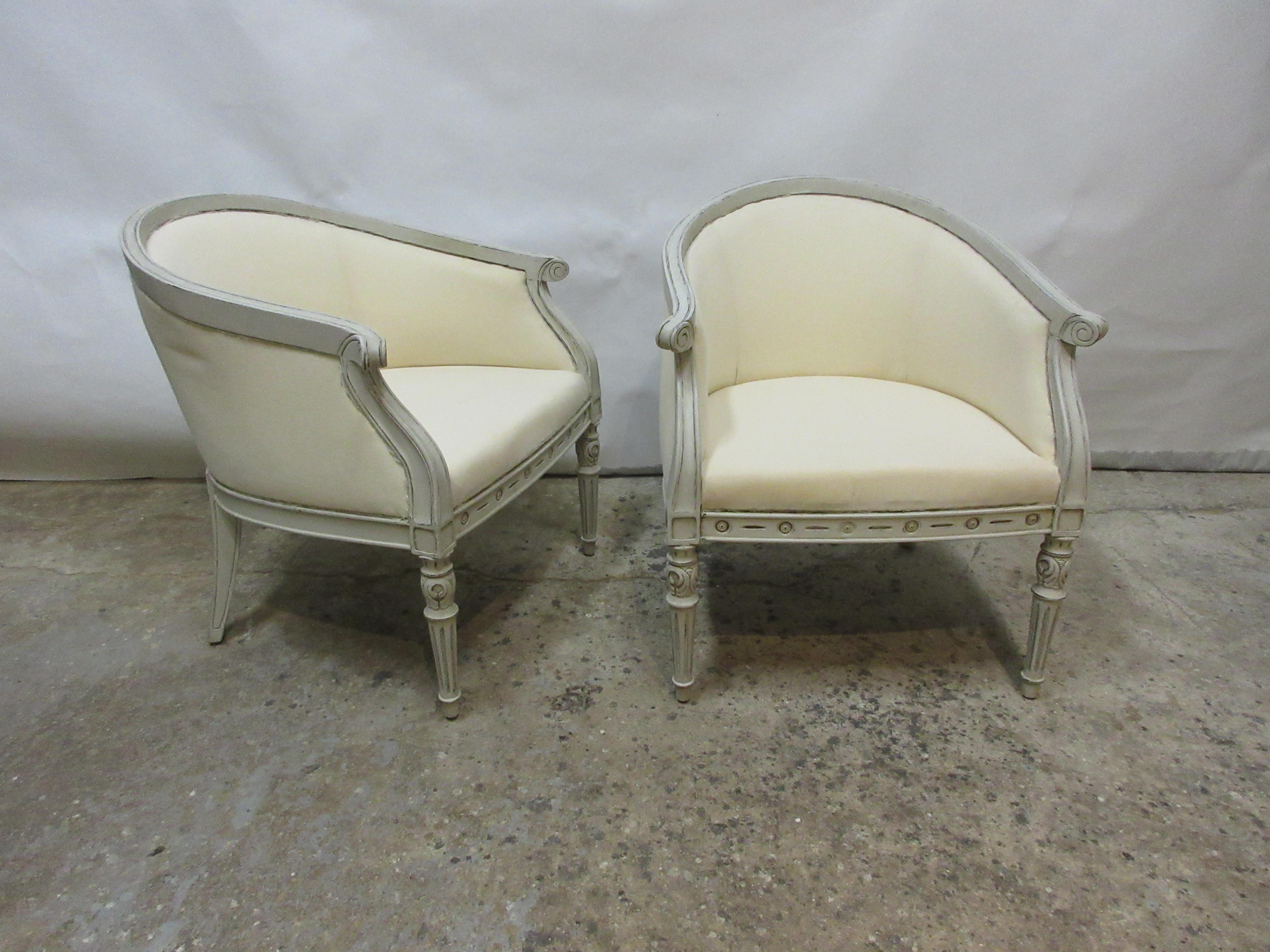 Swedish Gustavian Barrel Chairs In Good Condition In Hollywood, FL