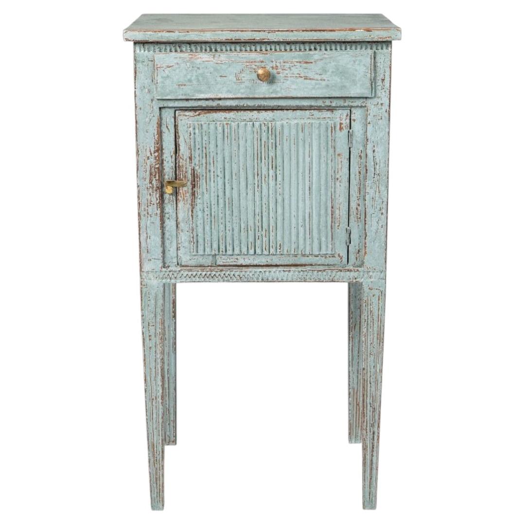 Swedish Gustavian Bedside Table / Cabinet with Original Blue Paint