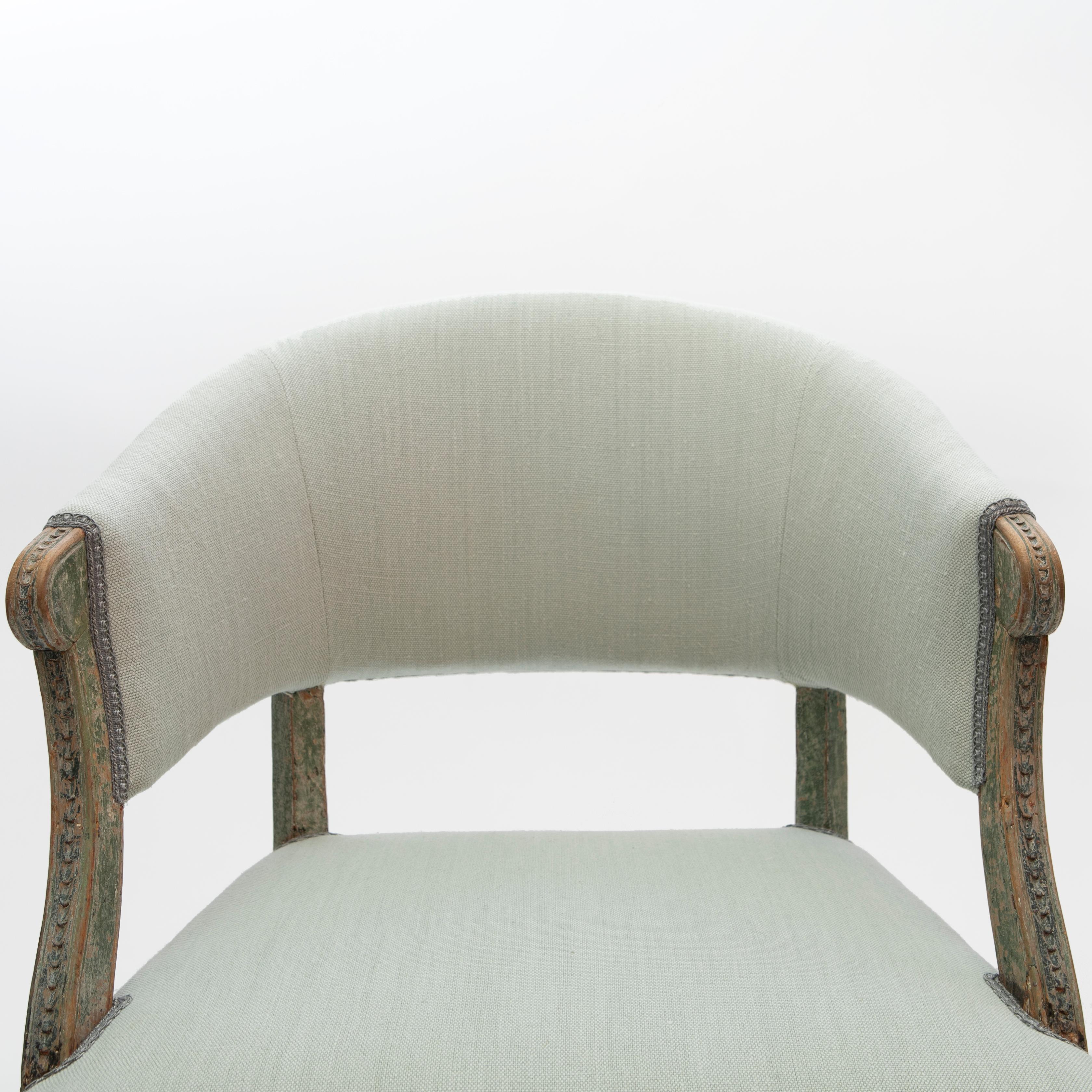 Swedish Gustavian Painted Bergère Armchair For Sale 4