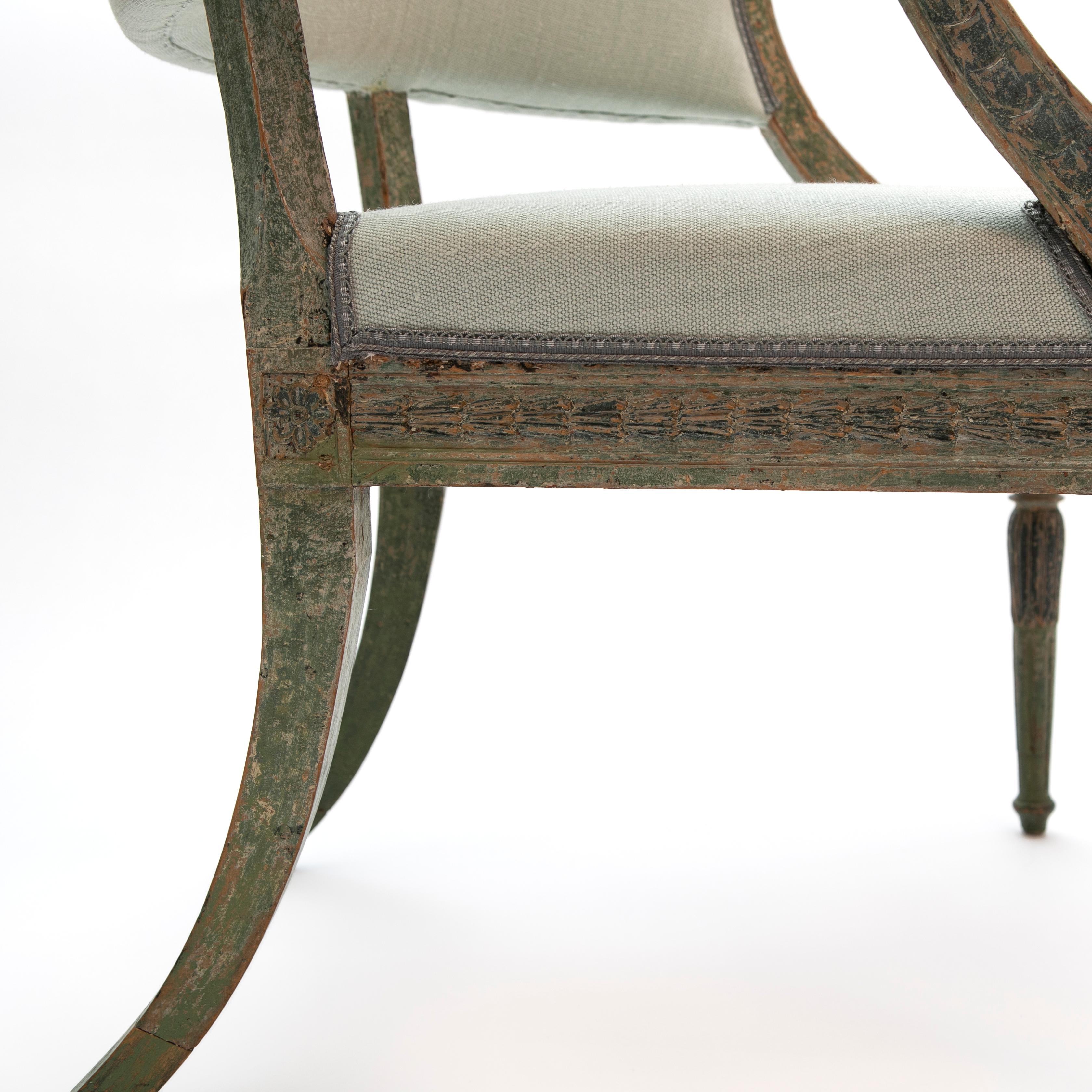 Swedish Gustavian Painted Bergère Armchair For Sale 7