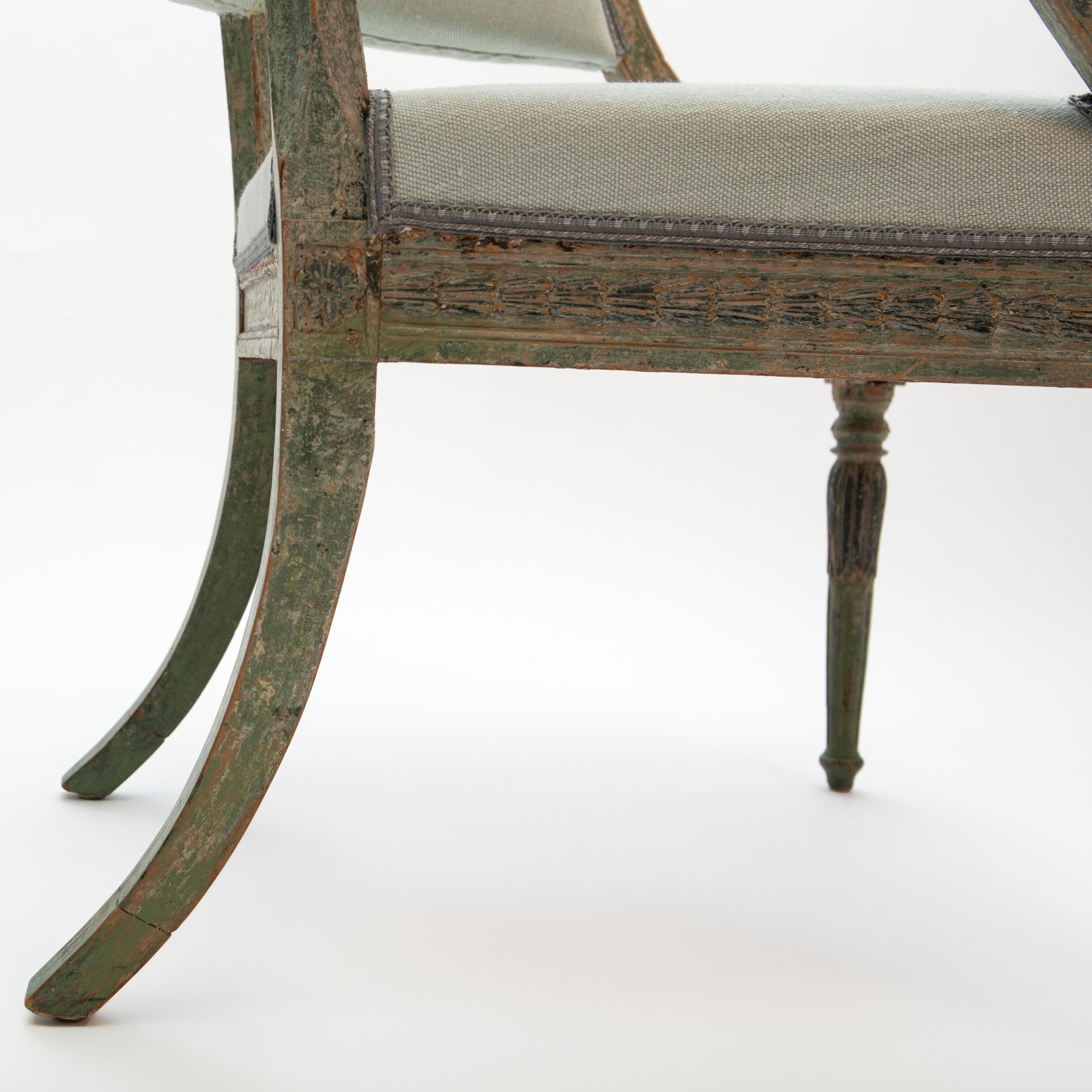 Swedish Gustavian Painted Bergère Armchair For Sale 9