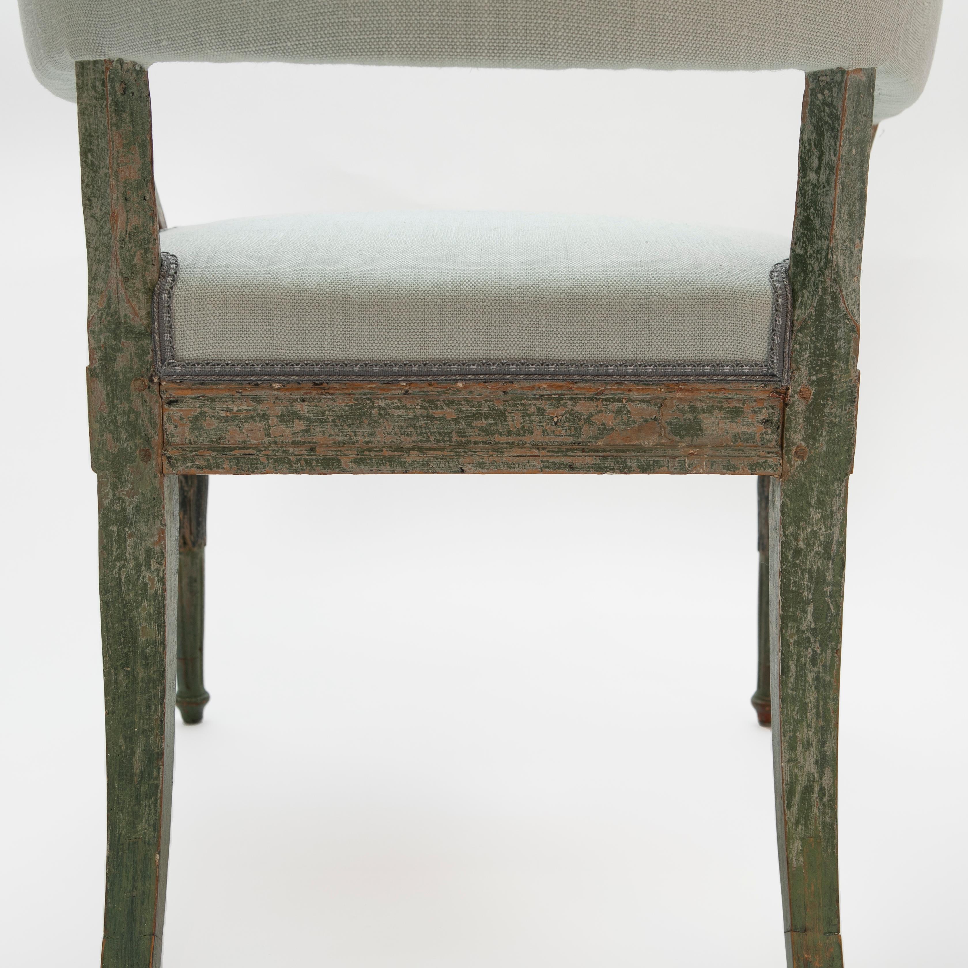 Swedish Gustavian Painted Bergère Armchair For Sale 10