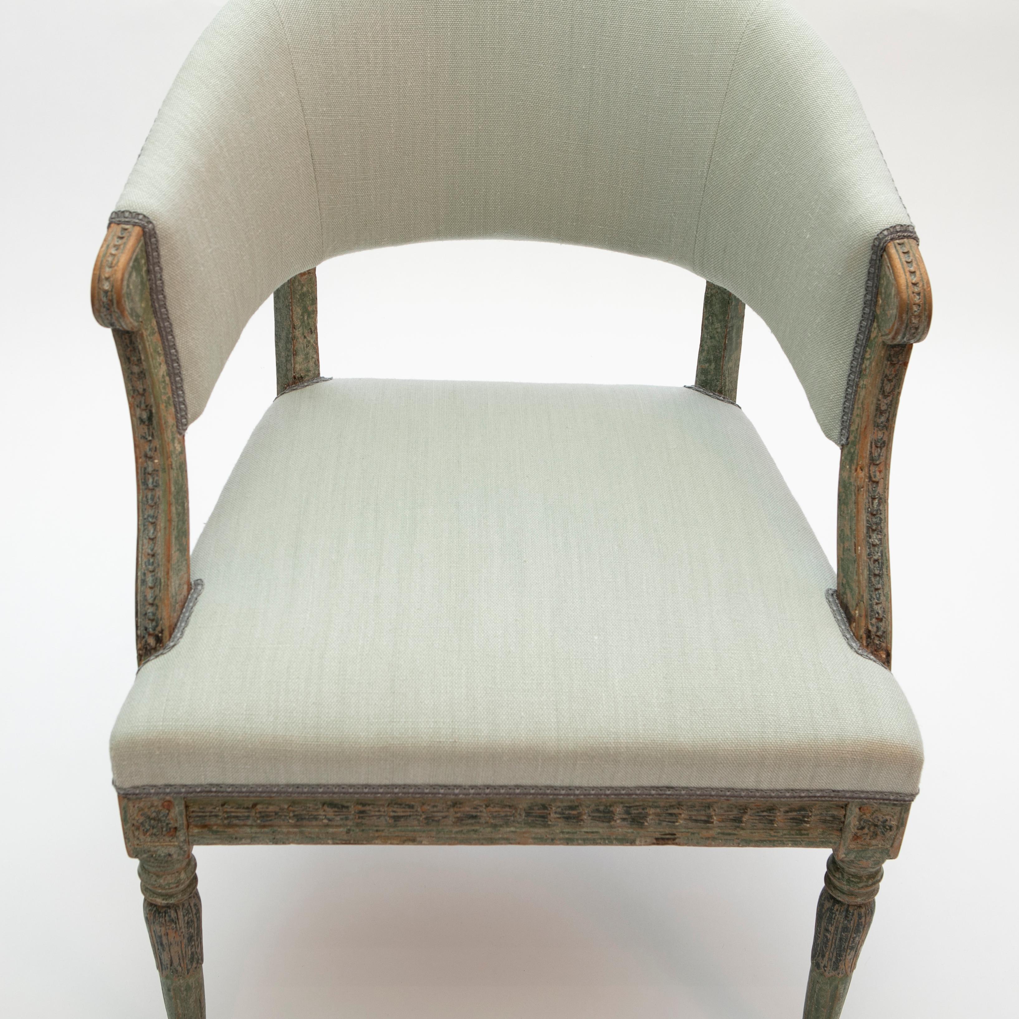 Swedish Gustavian Painted Bergère Armchair For Sale 11