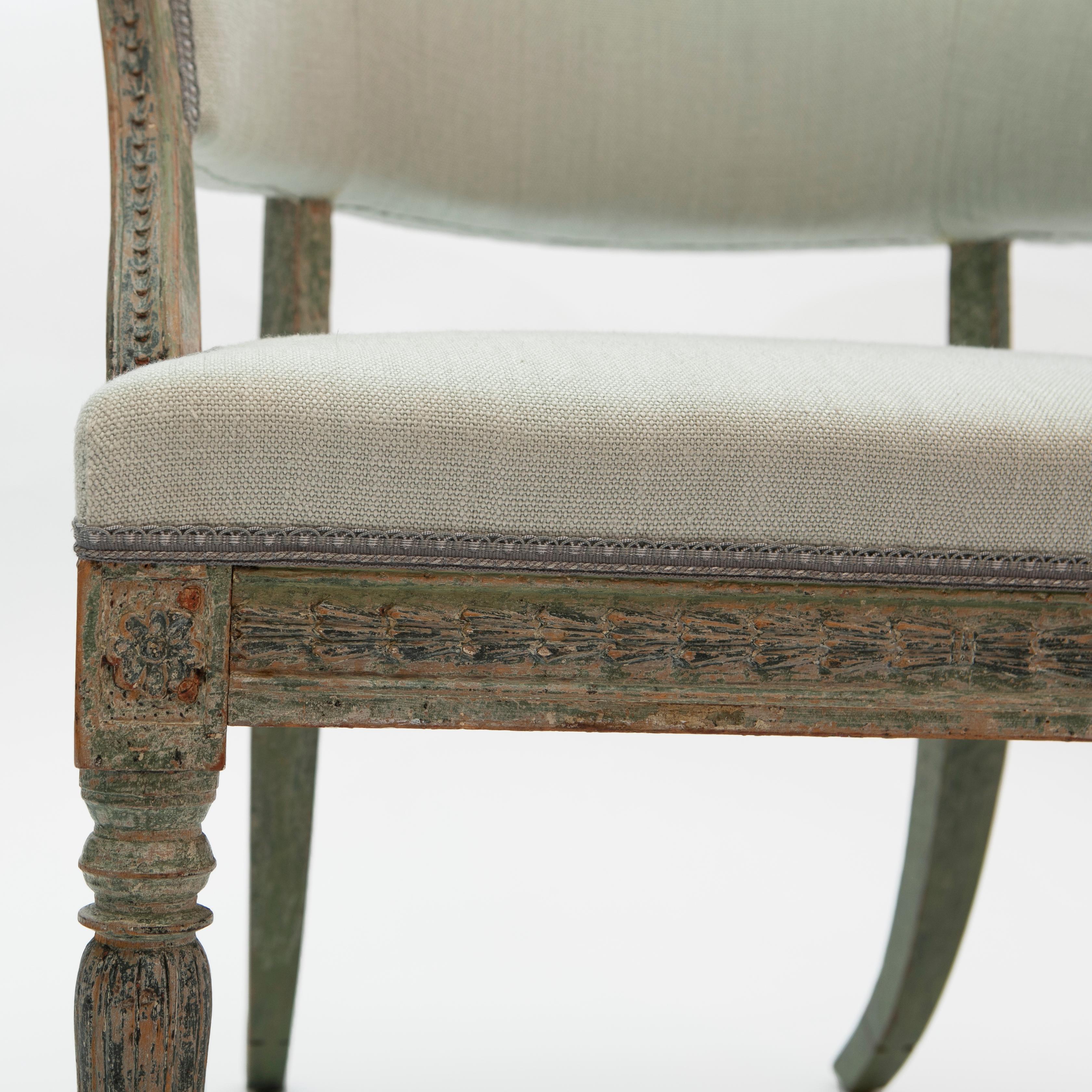 Swedish Gustavian Painted Bergère Armchair For Sale 1