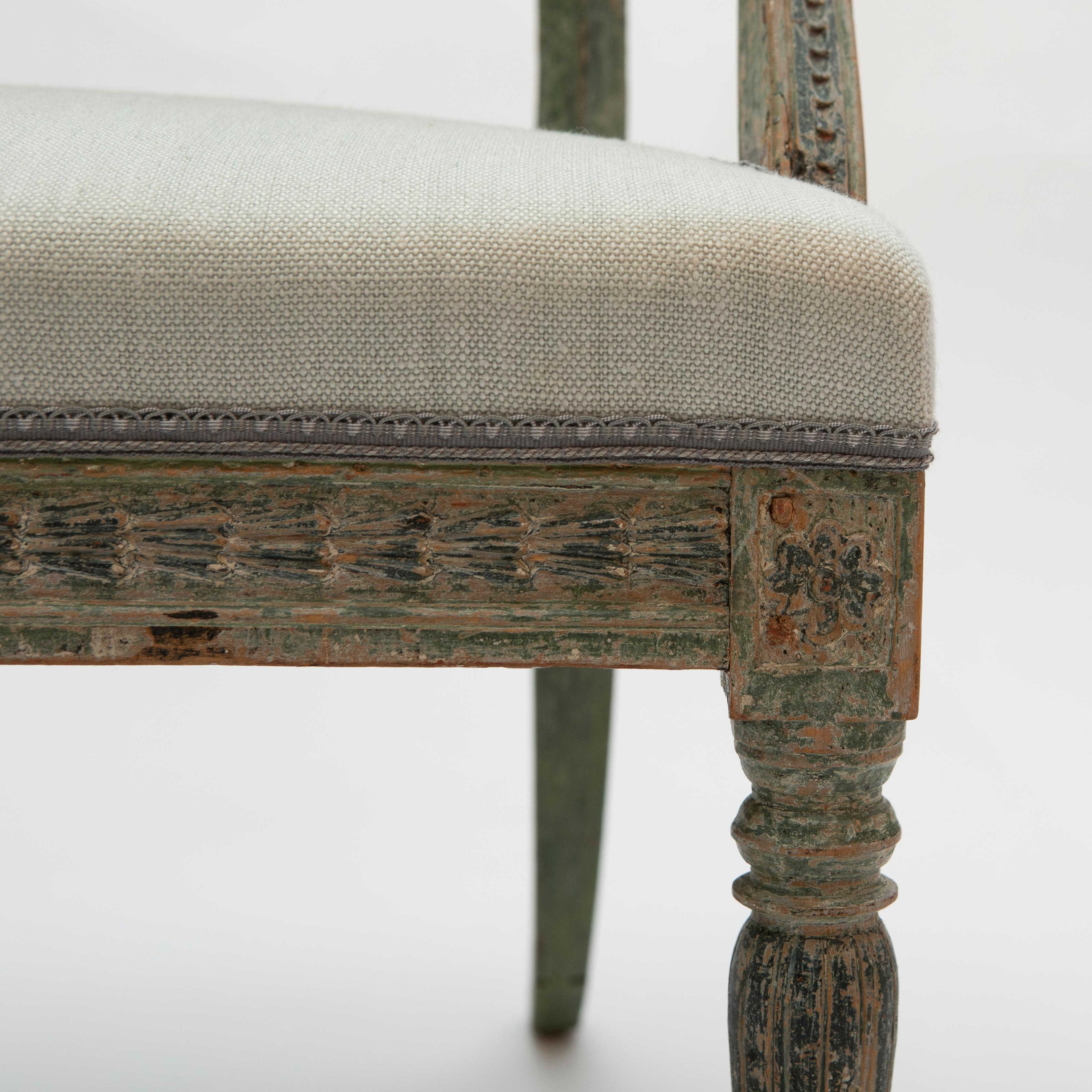 Swedish Gustavian Painted Bergère Armchair For Sale 2