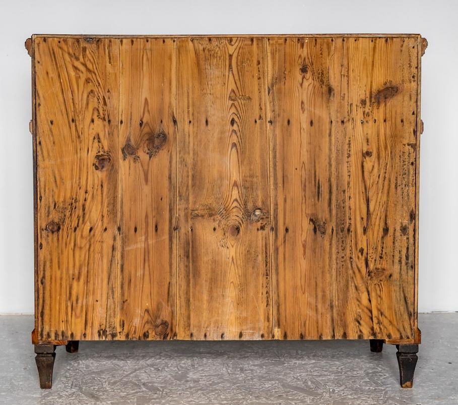 Hand-Painted Swedish Gustavian Black Painted Chest of Drawers Commode Brakefront C.1860