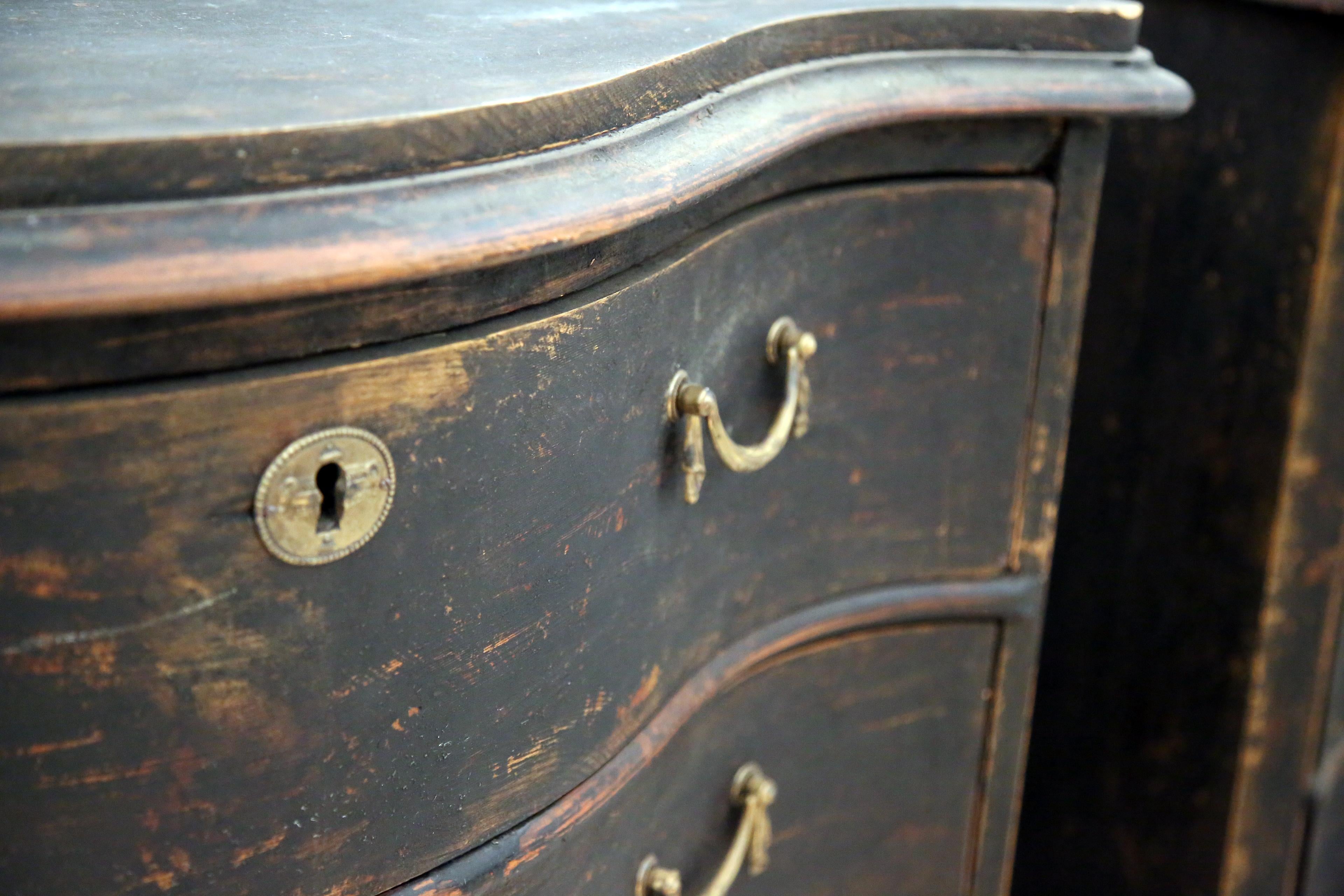 20th Century Swedish Gustavian Black Painted Commodes