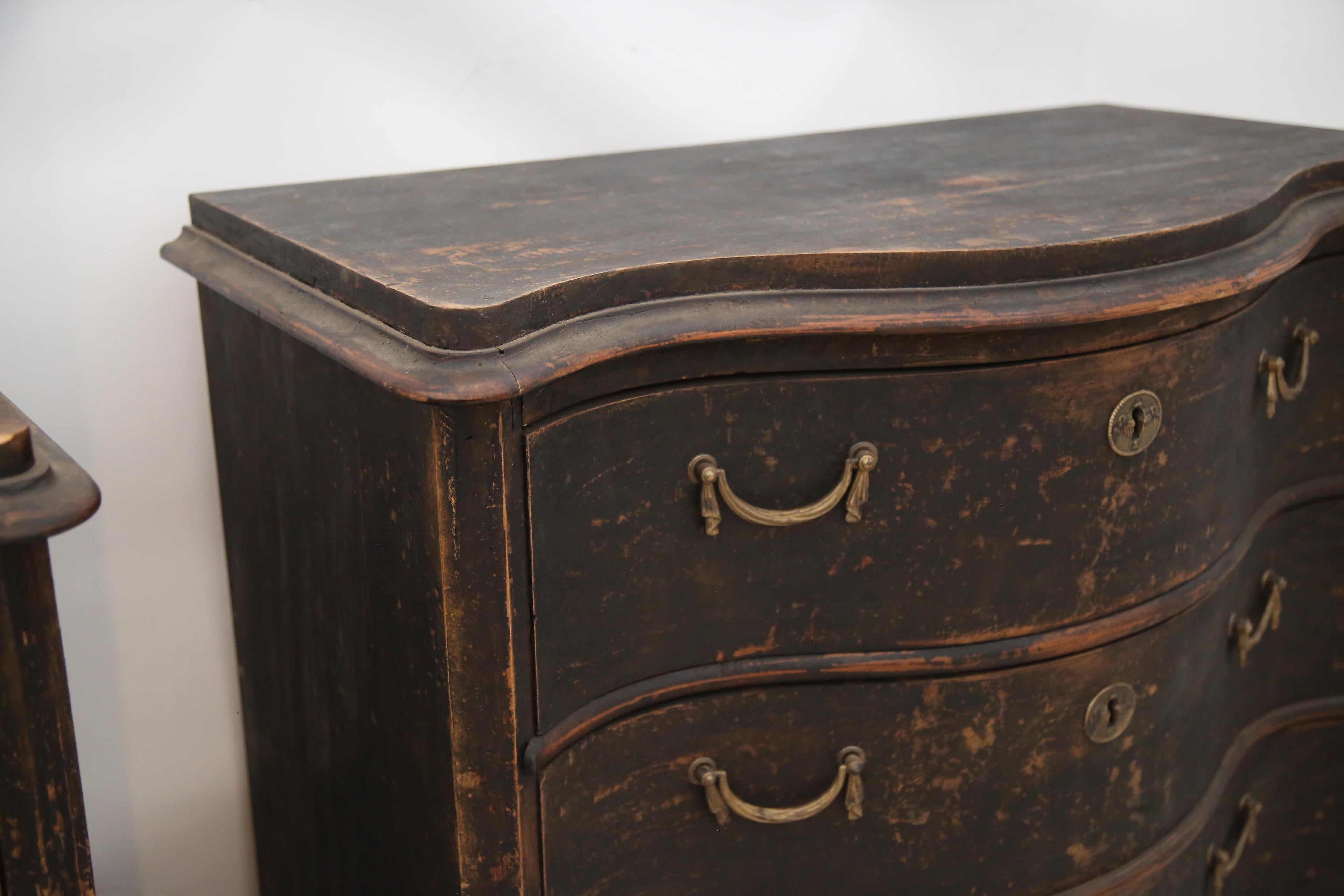 Swedish Gustavian Black Painted Commodes 1