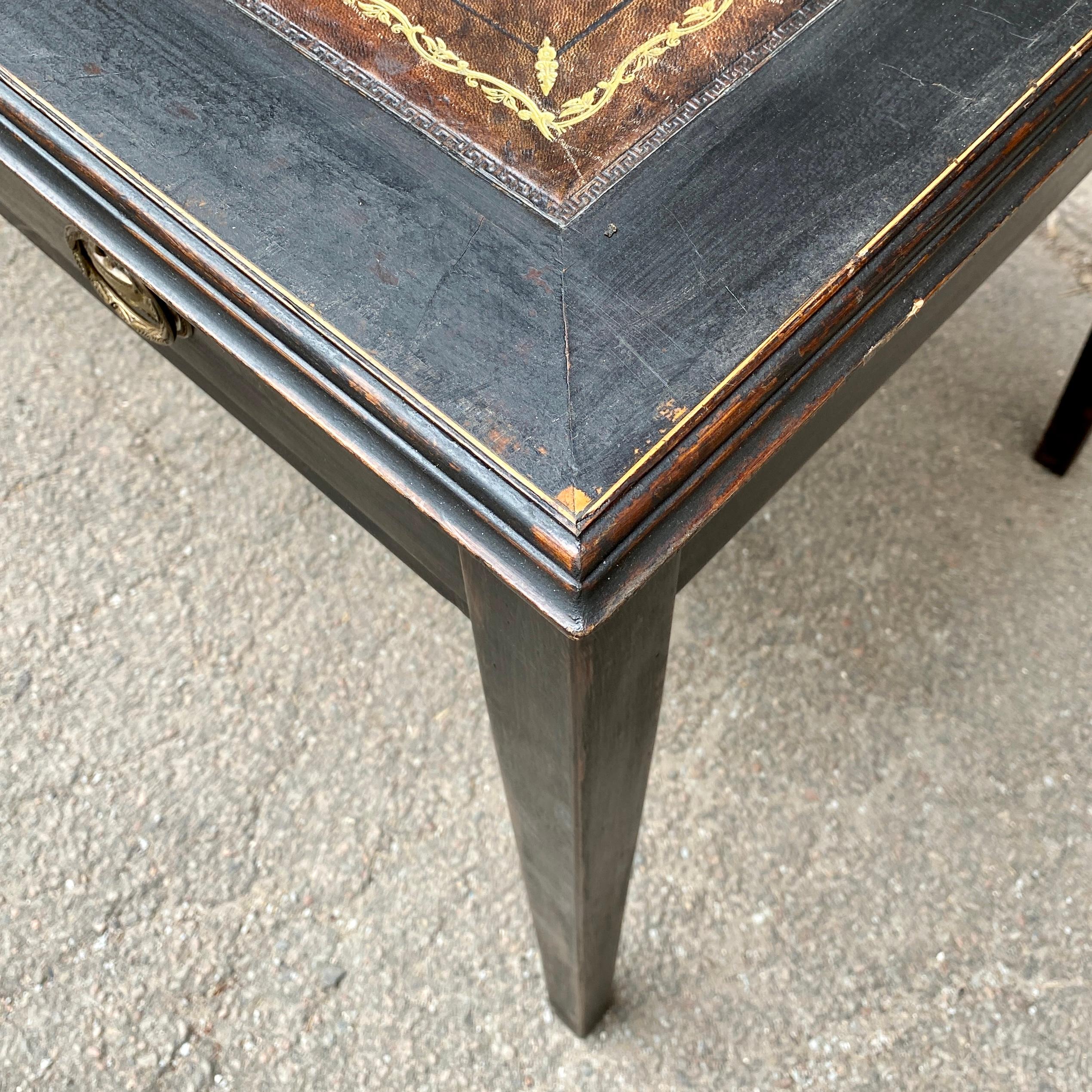 Swedish Gustavian Black Painted Writing Desk with 3 Drawers 9
