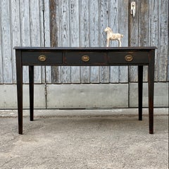 Swedish Gustavian Black Painted Writing Desk with 3 Drawers