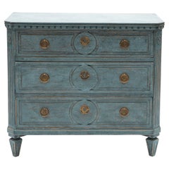 Swedish Gustavian Blue-Painted Chest of Drawers