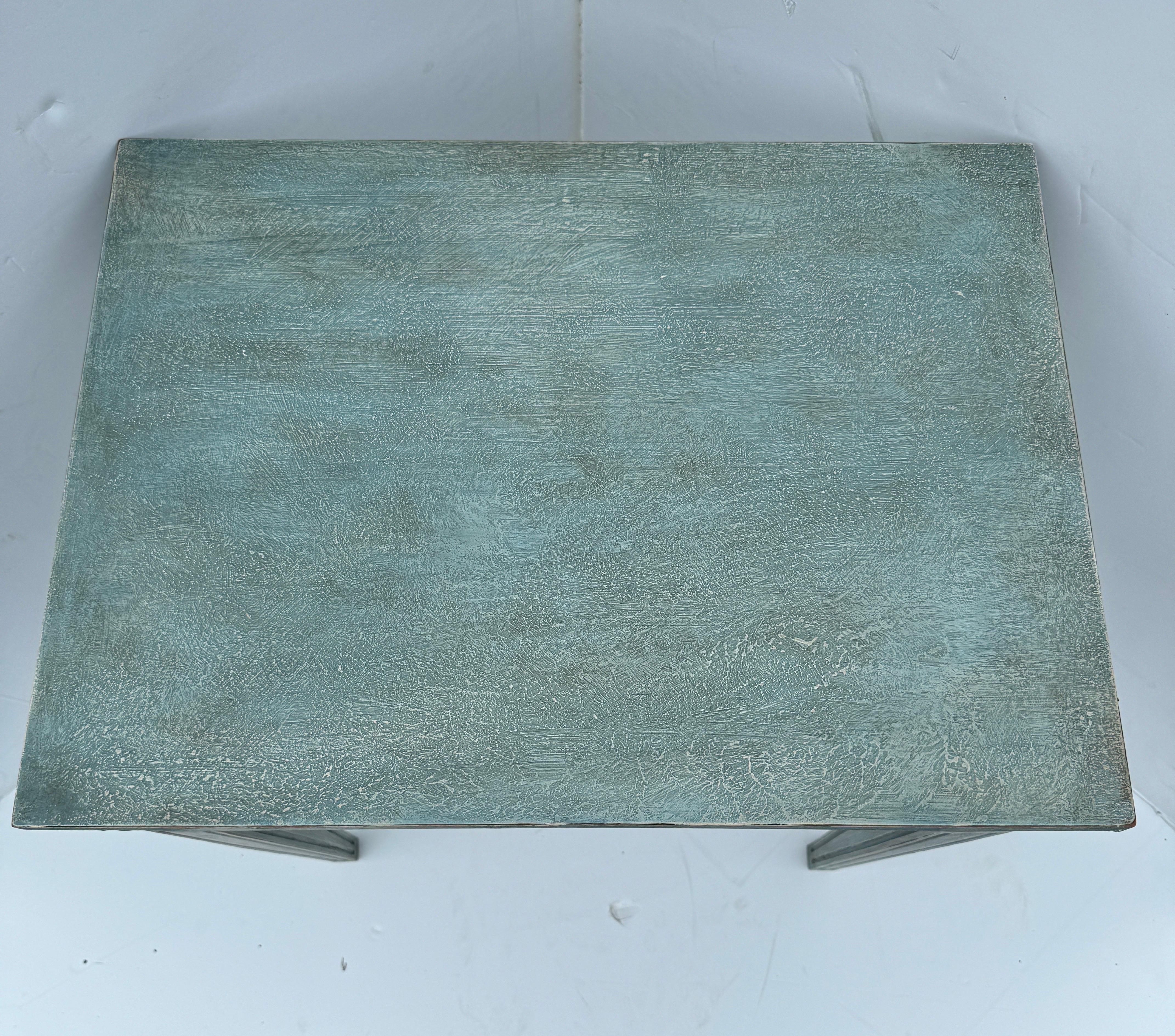 Swedish Gustavian Blue Painted Hall Console Table with Carving For Sale 2
