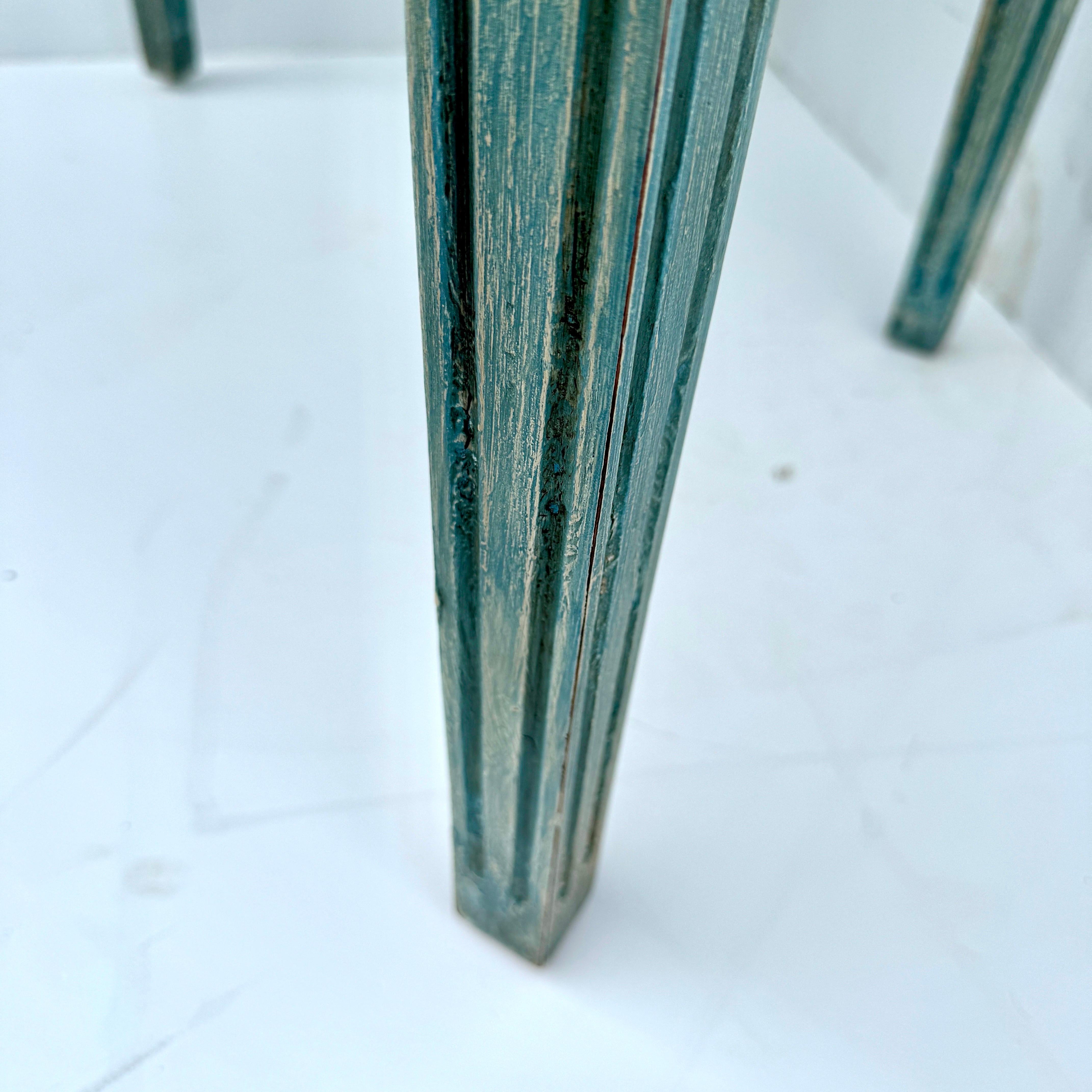 Swedish Gustavian Blue Painted Hall Console Table with Carving For Sale 3