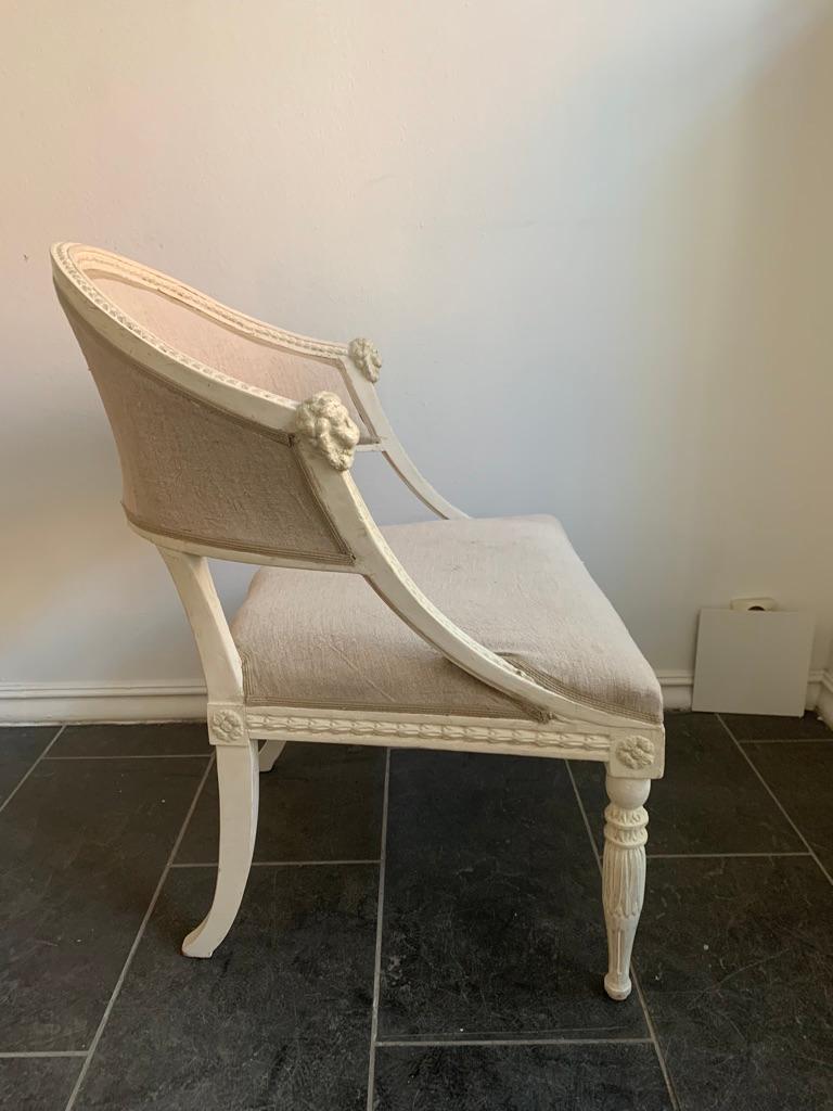 Hand-Carved Swedish, Gustavian Bucket Chairs, about 1800 For Sale