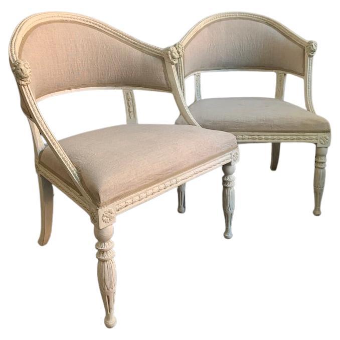 Swedish, Gustavian Bucket Chairs, about 1800 For Sale