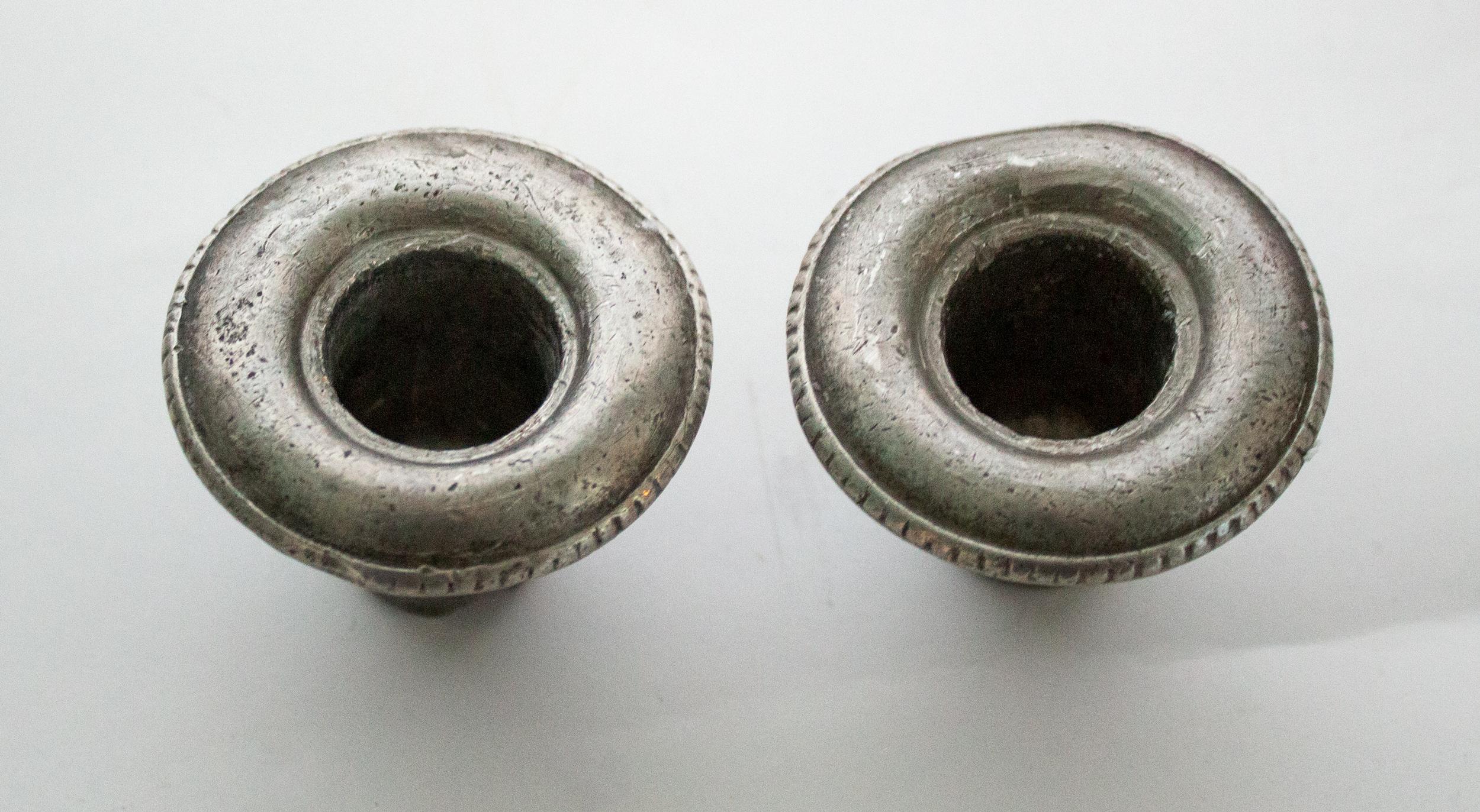 Swedish Gustavian Candleholders Late 1800th in Pewter For Sale 5