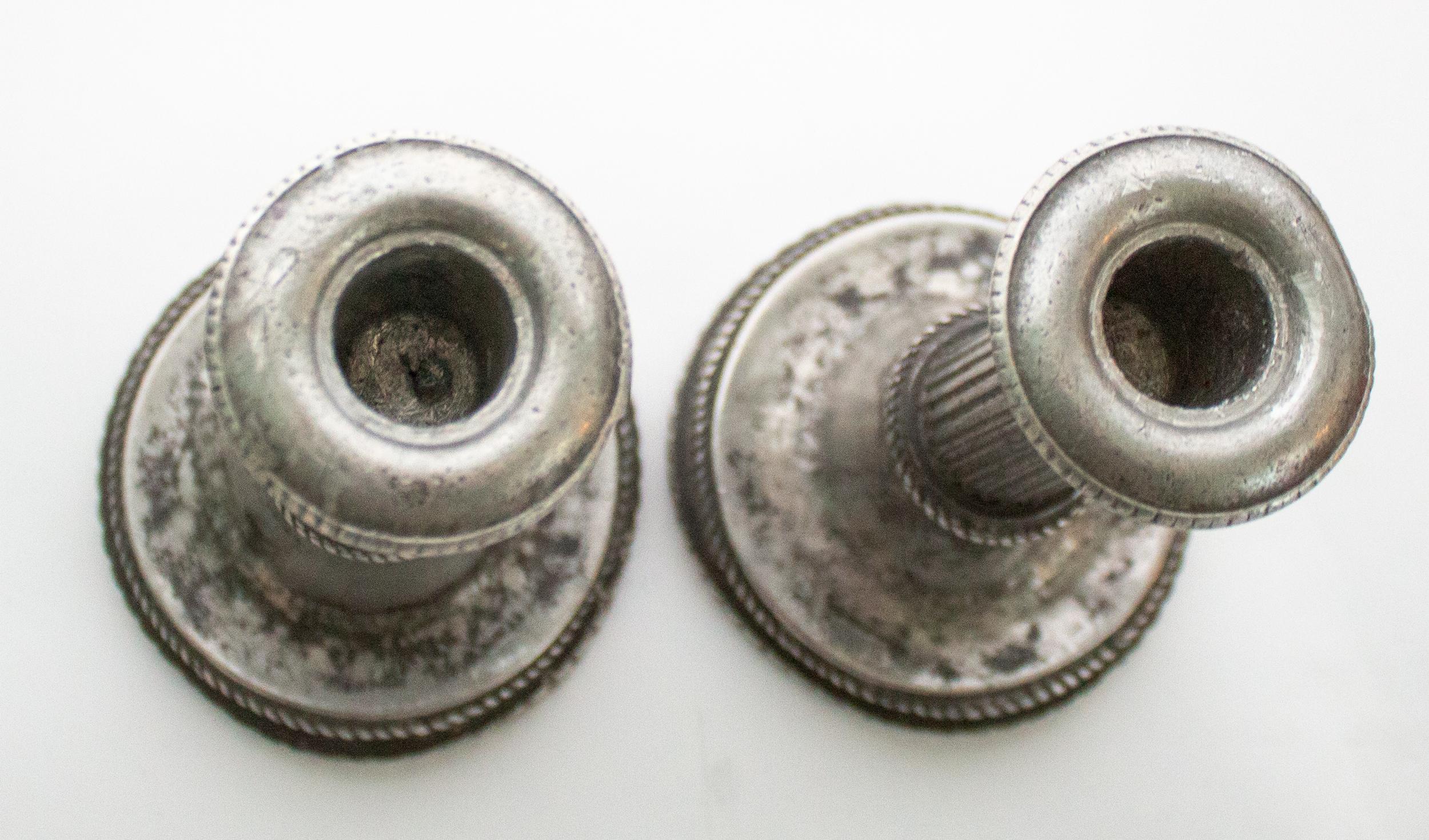 Swedish Gustavian Candleholders Late 1800th in Pewter For Sale 2
