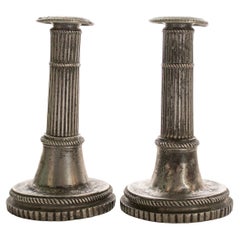 Swedish Gustavian Candleholders Late 1800th in Pewter